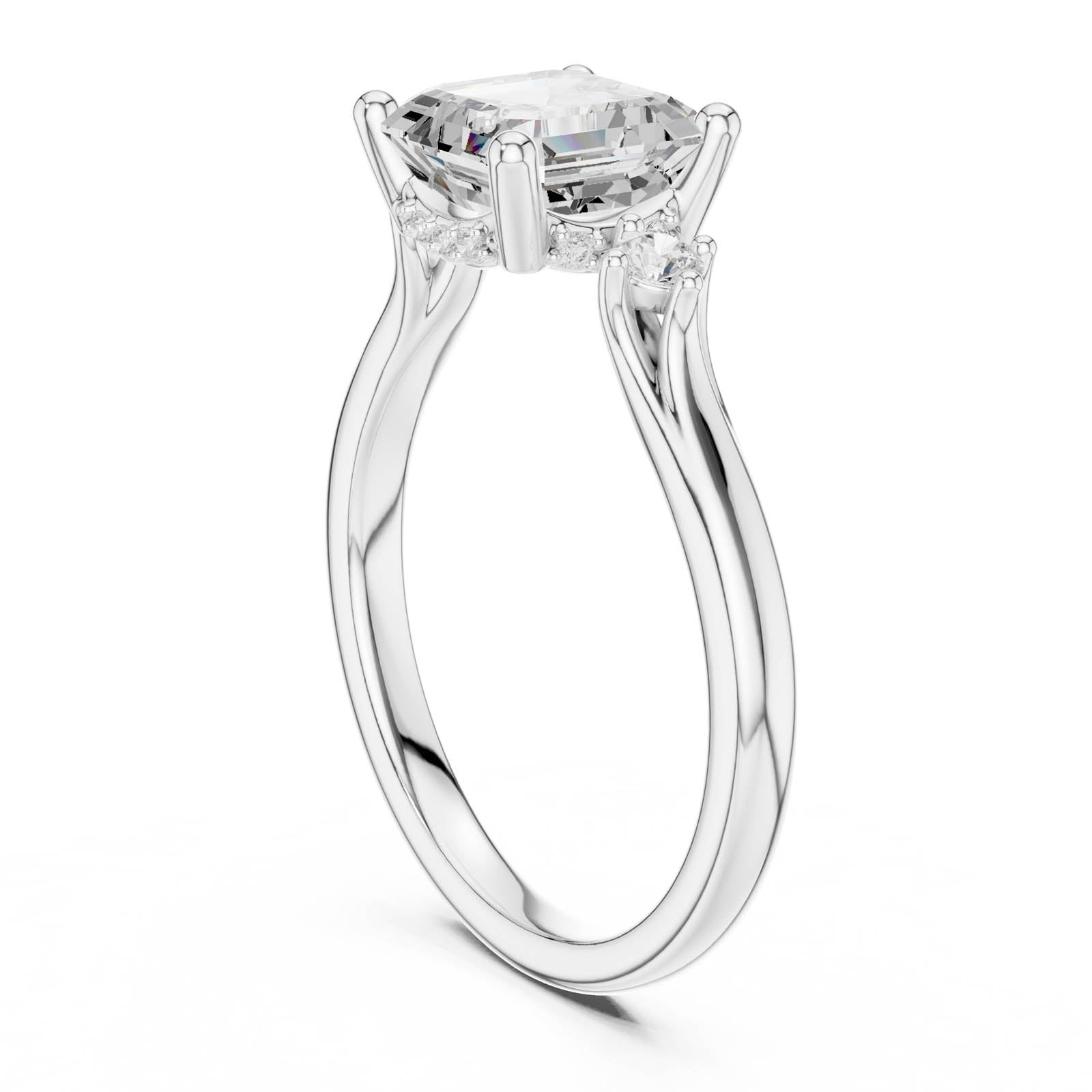 2.35 Ct. Asscher Cut Diamond Ring with Hidden Halo and Round Diamond Accents (DDLR-969) 5