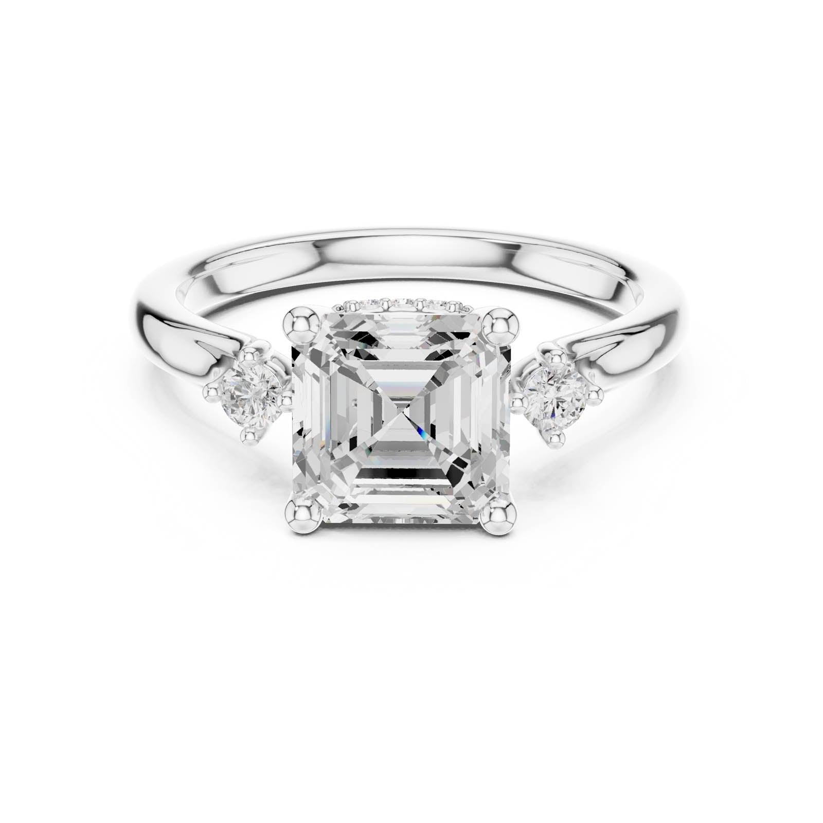 2.35 Ct. Asscher Cut Diamond Ring with Hidden Halo and Round Diamond Accents (DDLR-969) 1
