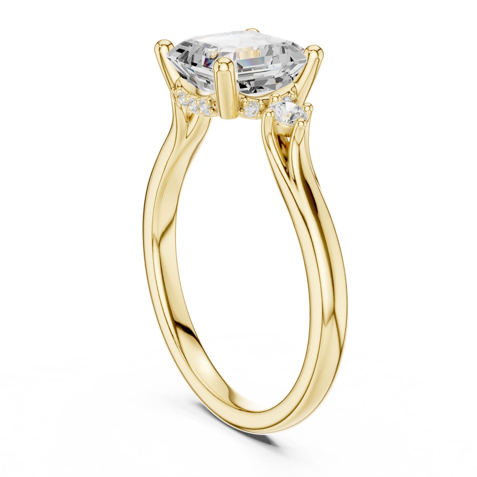 2.35 Ct. Asscher Cut Diamond Ring with Hidden Halo and Round Diamond Accents (DDLR-969) 8