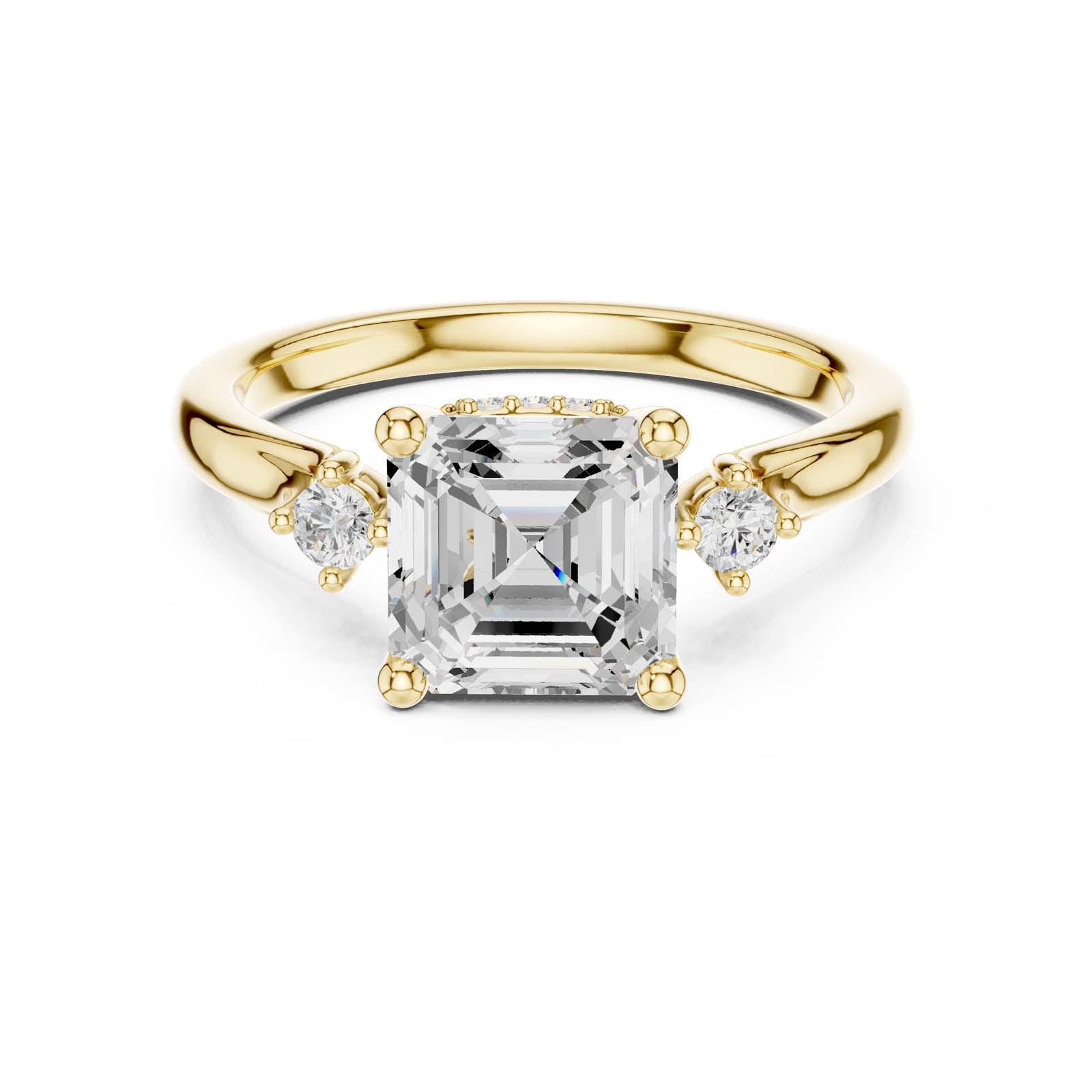 2.35 Ct. Asscher Cut Diamond Ring with Hidden Halo and Round Diamond Accents (DDLR-969) 10