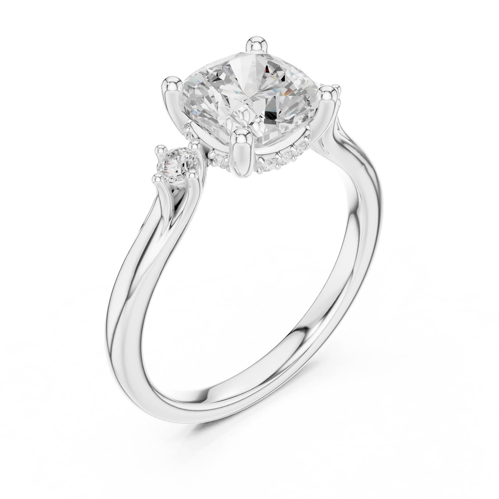 1.93 Ct. Cushion Cut Diamond Ring with Side Accent Stones (DDLR-970) 6