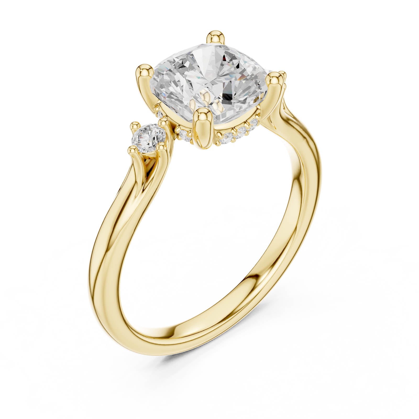 1.93 Ct. Cushion Cut Diamond Ring with Side Accent Stones (DDLR-970) 2