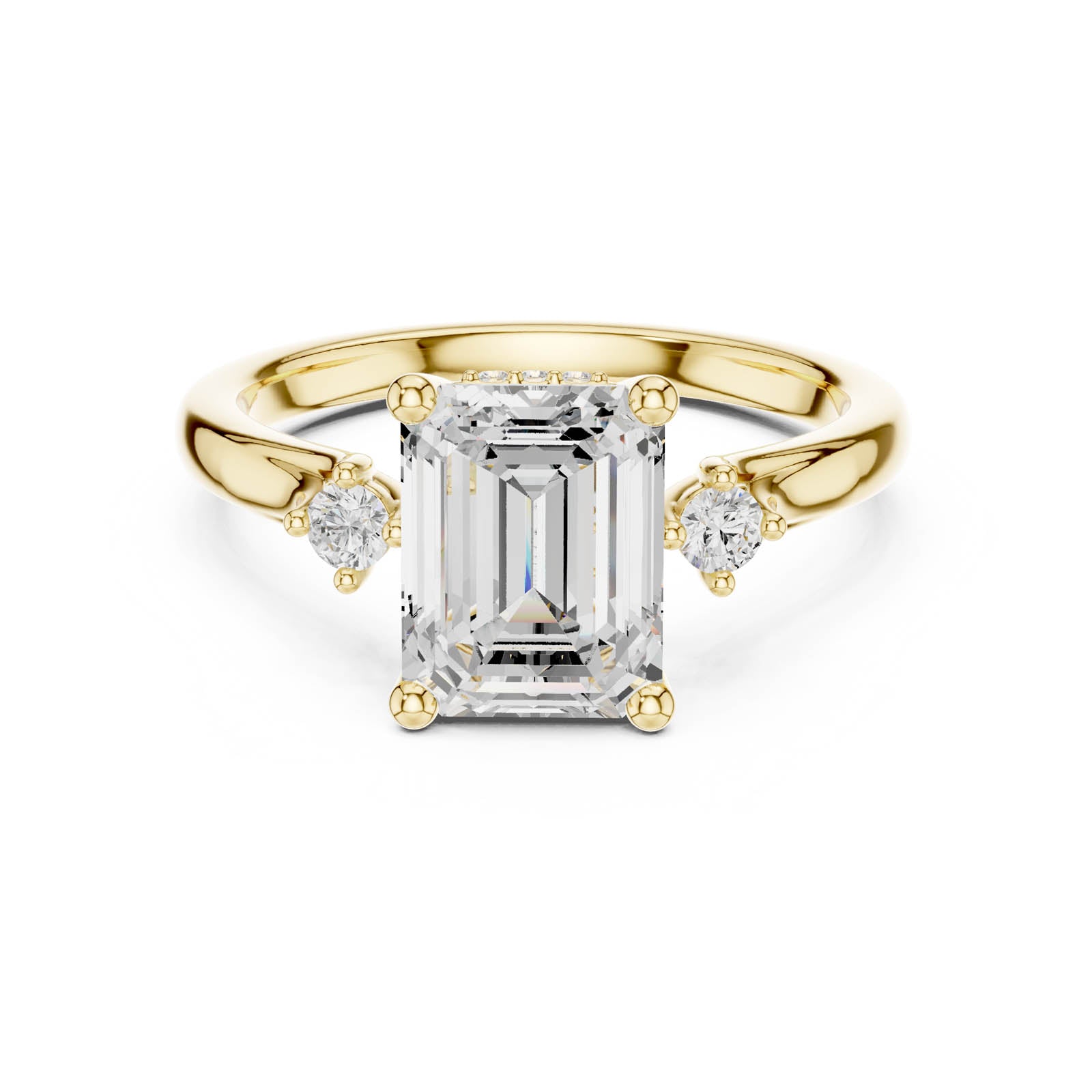 2.23 Ct. Emerald Cut Diamond Three-Stone Ring with Round Side Accents (DDLR-971) 7