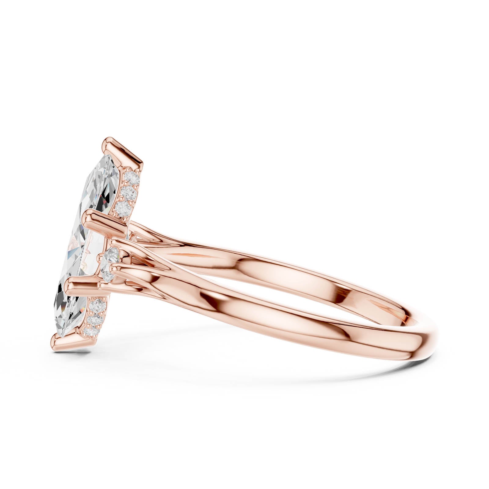 2.26 Ct. Marquise Diamond Three-Stone Ring with Round Side Accents (DDLR-972) 3