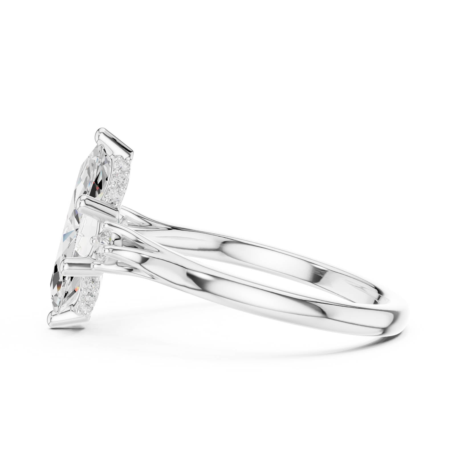 2.26 Ct. Marquise Diamond Three-Stone Ring with Round Side Accents (DDLR-972) 7