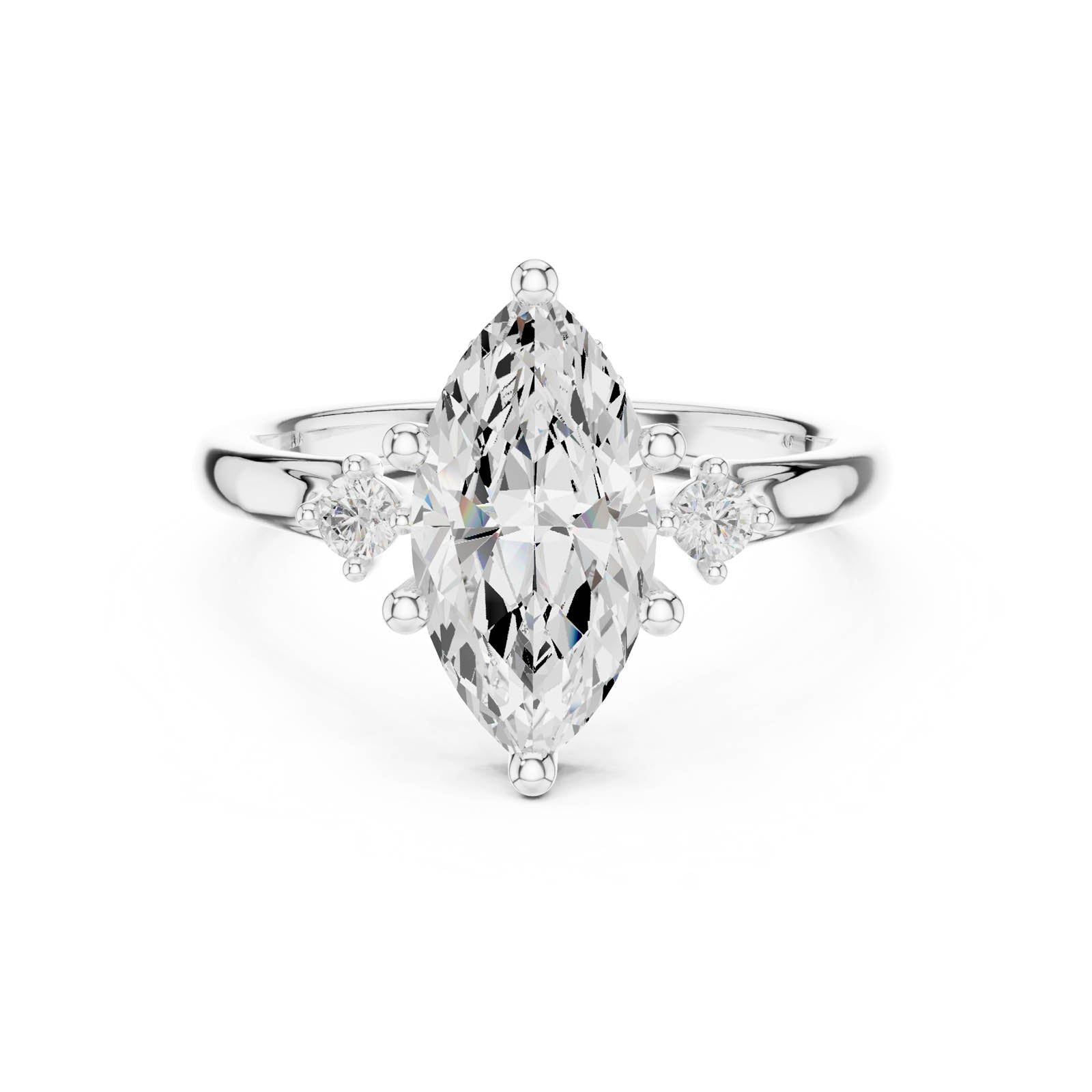 2.26 Ct. Marquise Diamond Three-Stone Ring with Round Side Accents (DDLR-972) 1