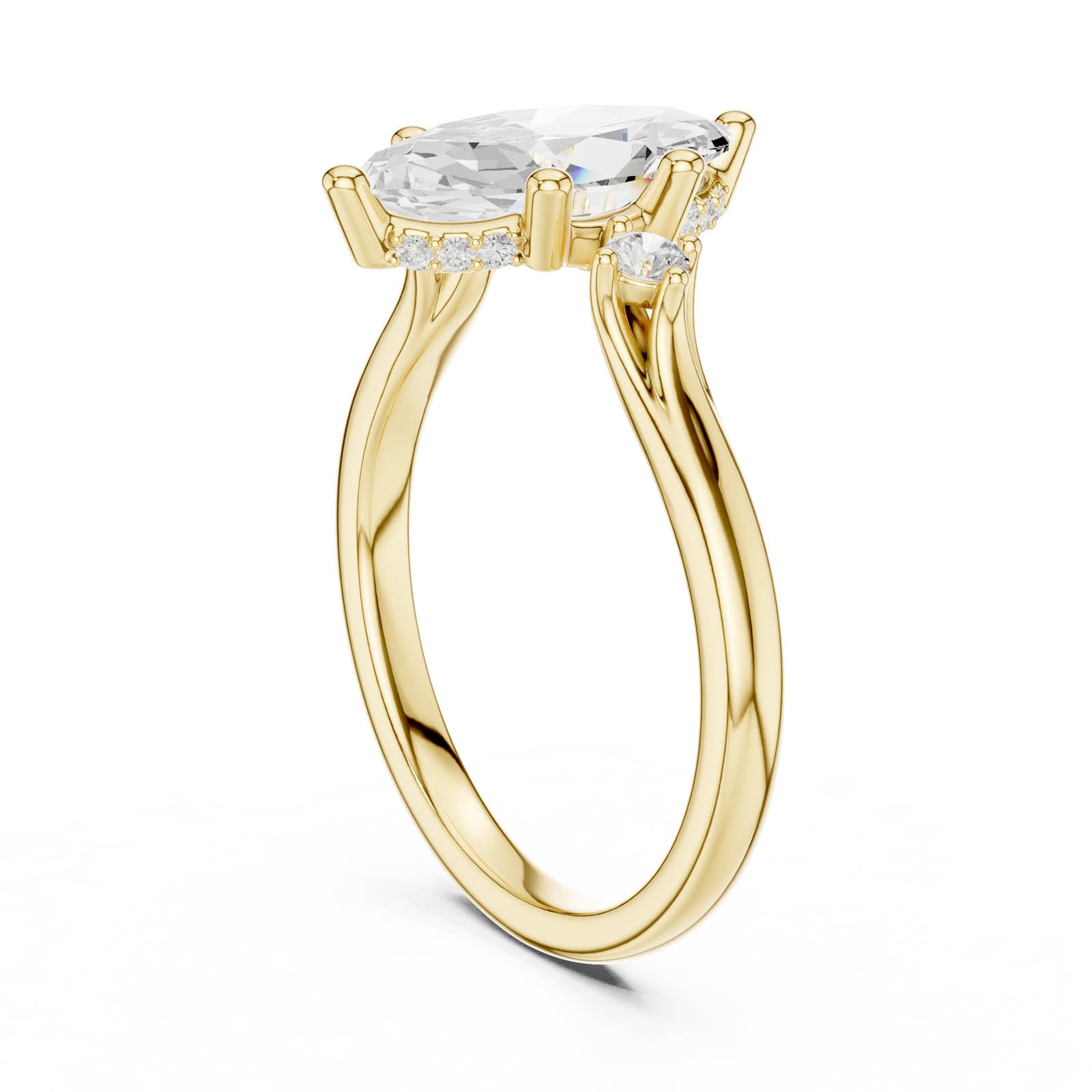 2.26 Ct. Marquise Diamond Three-Stone Ring with Round Side Accents (DDLR-972) 8
