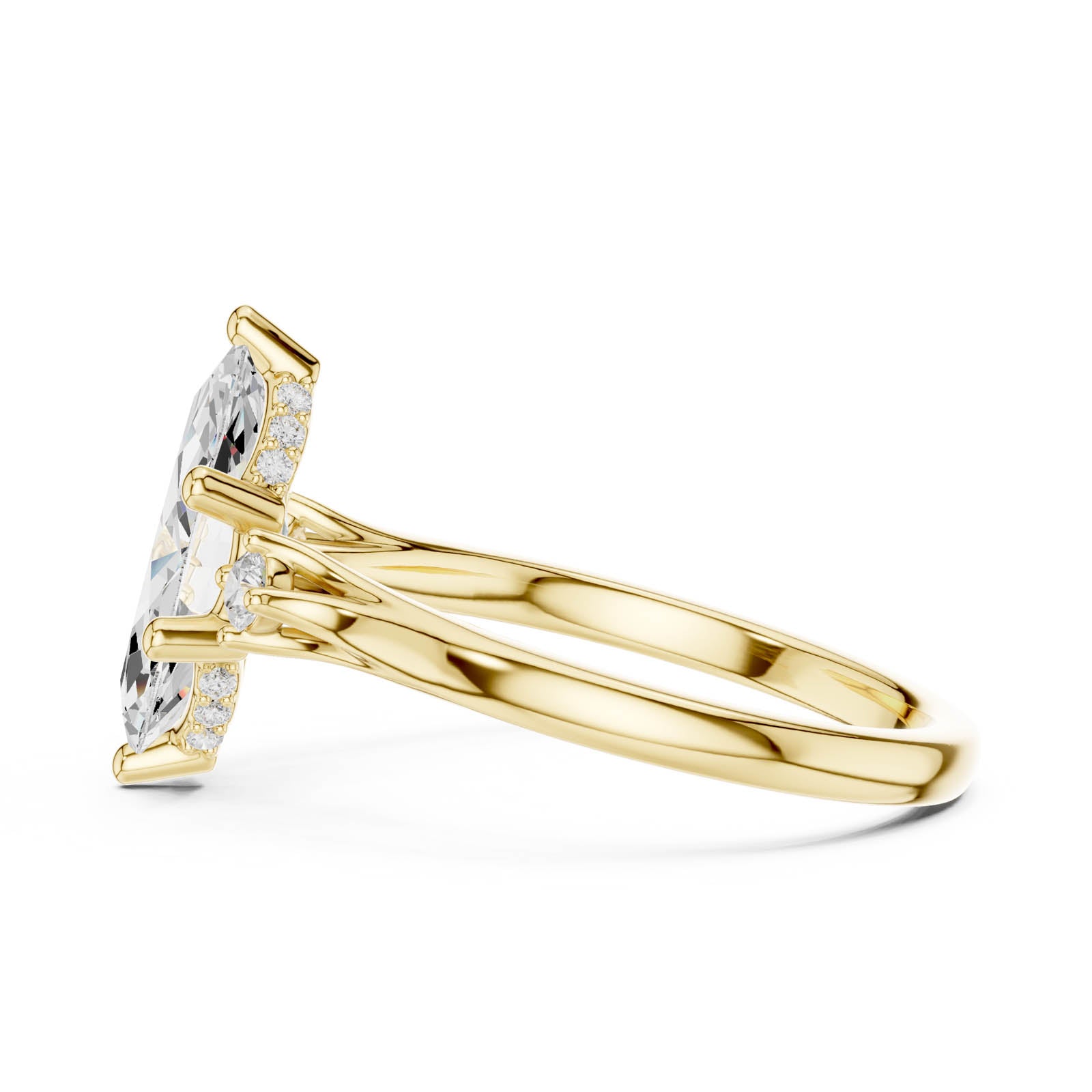 2.26 Ct. Marquise Diamond Three-Stone Ring with Round Side Accents (DDLR-972) 9