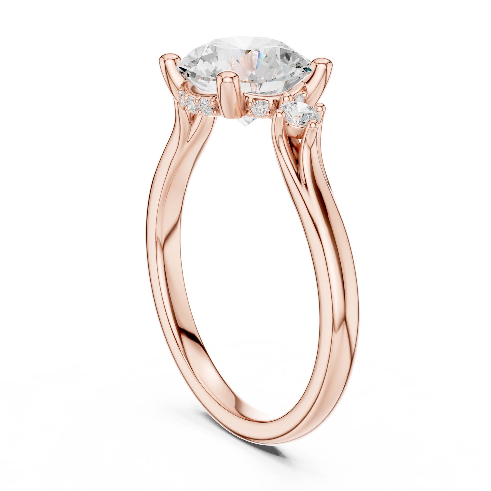 2.15 Ct. Round Diamond Three-Stone Ring with Round Side Accents (DDLR-975) 11