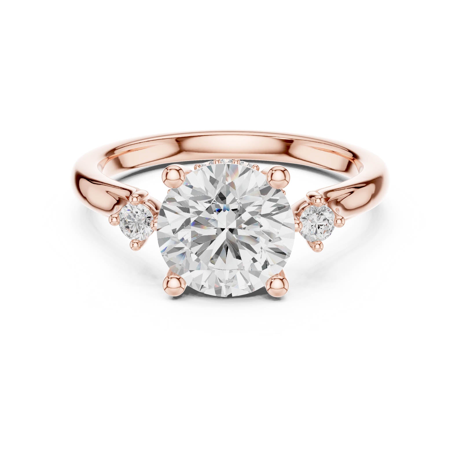 2.15 Ct. Round Diamond Three-Stone Ring with Round Side Accents (DDLR-975) 4