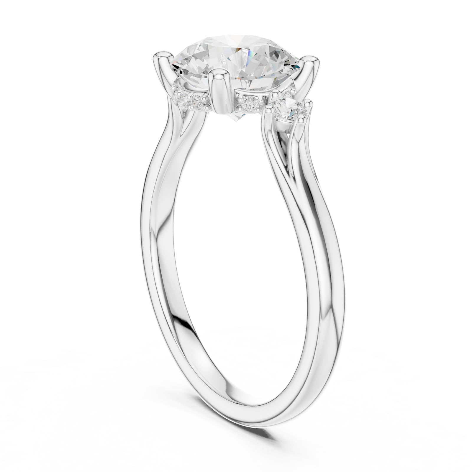 2.15 Ct. Round Diamond Three-Stone Ring with Round Side Accents (DDLR-975) 5