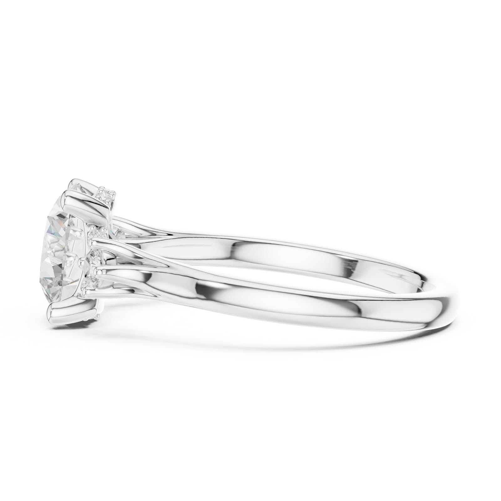 2.15 Ct. Round Diamond Three-Stone Ring with Round Side Accents (DDLR-975) 7