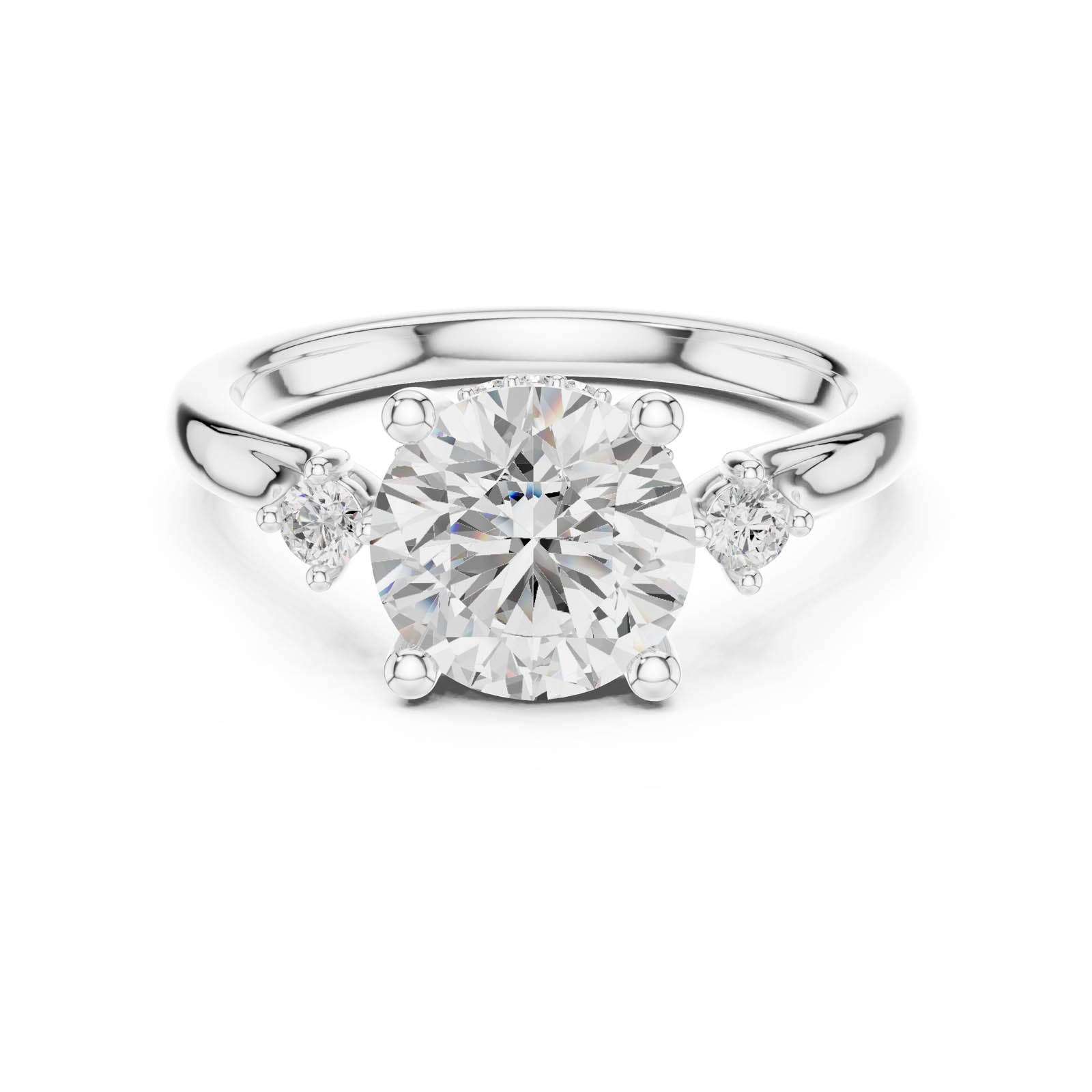 2.15 Ct. Round Diamond Three-Stone Ring with Round Side Accents (DDLR-975) 1
