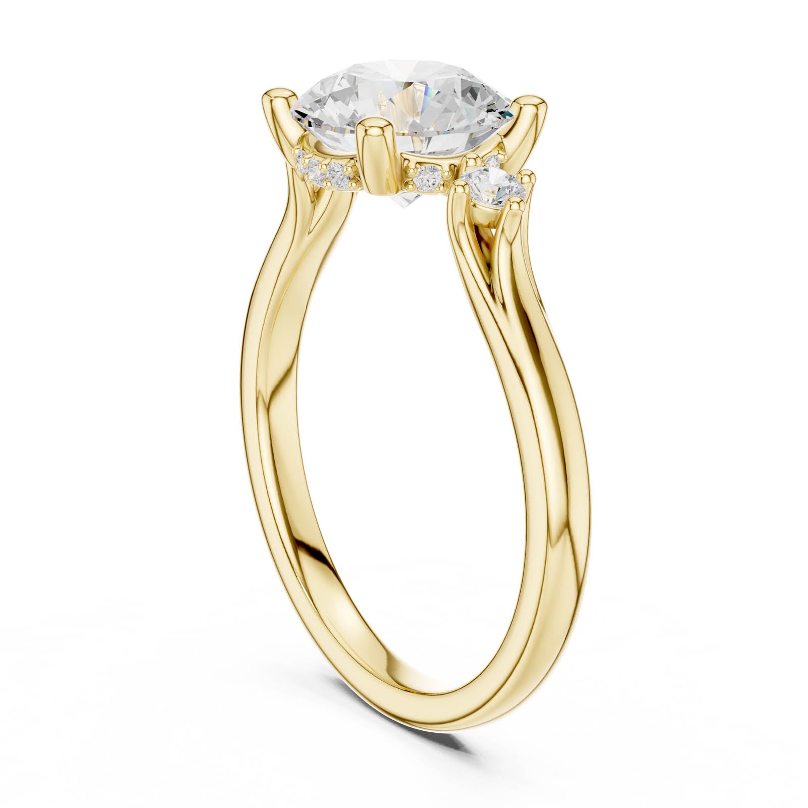 2.15 Ct. Round Diamond Three-Stone Ring with Round Side Accents (DDLR-975) 8