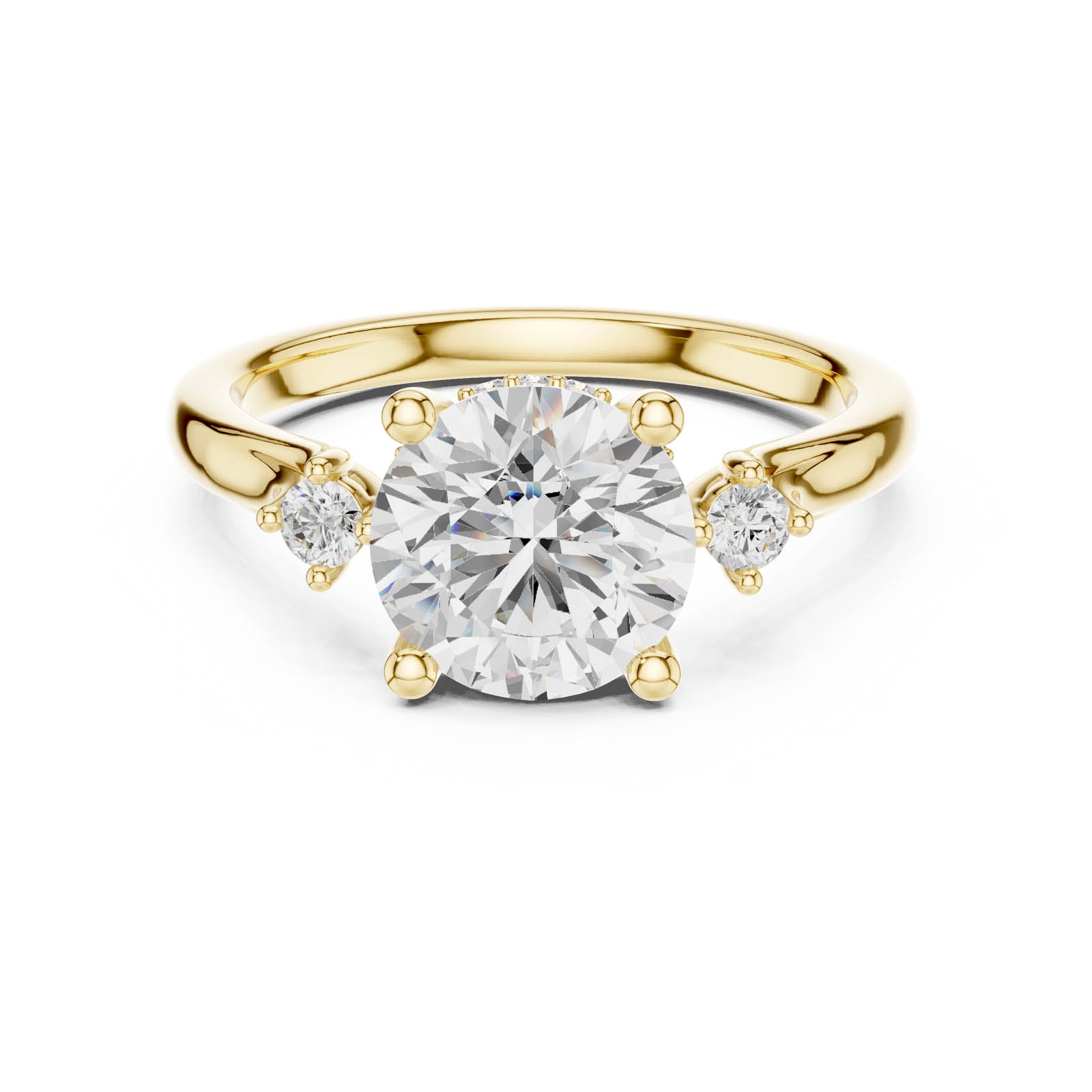 2.15 Ct. Round Diamond Three-Stone Ring with Round Side Accents (DDLR-975) 10