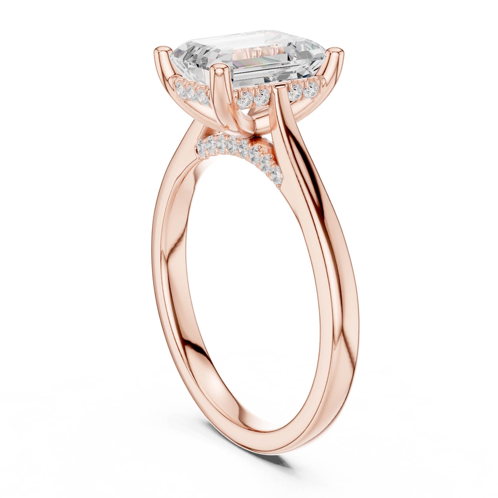 2.23 Ct. Emerald Cut Diamond Ring with Hidden Halo and Pavé Bridge (DDLR-984) 6