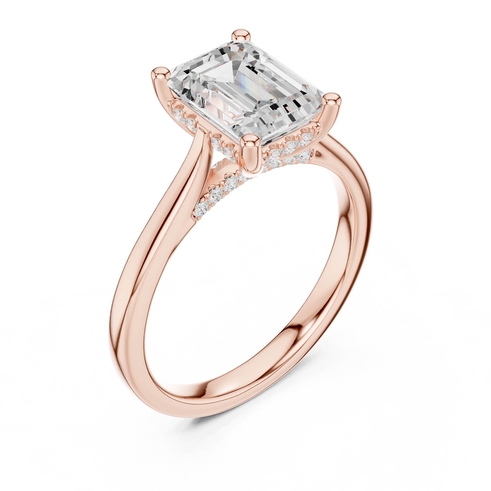 2.23 Ct. Emerald Cut Diamond Ring with Hidden Halo and Pavé Bridge (DDLR-984) 9