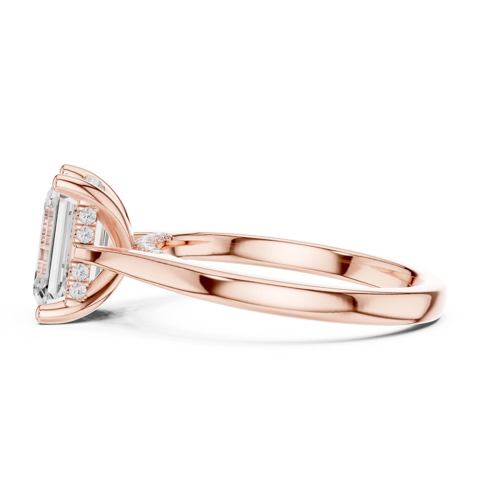 2.23 Ct. Emerald Cut Diamond Ring with Hidden Halo and Pavé Bridge (DDLR-984) 3