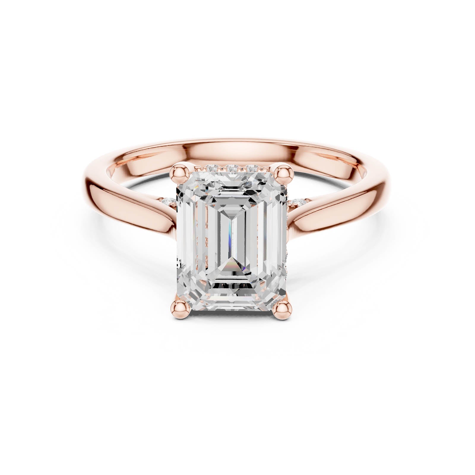 2.23 Ct. Emerald Cut Diamond Ring with Hidden Halo and Pavé Bridge (DDLR-984) 11