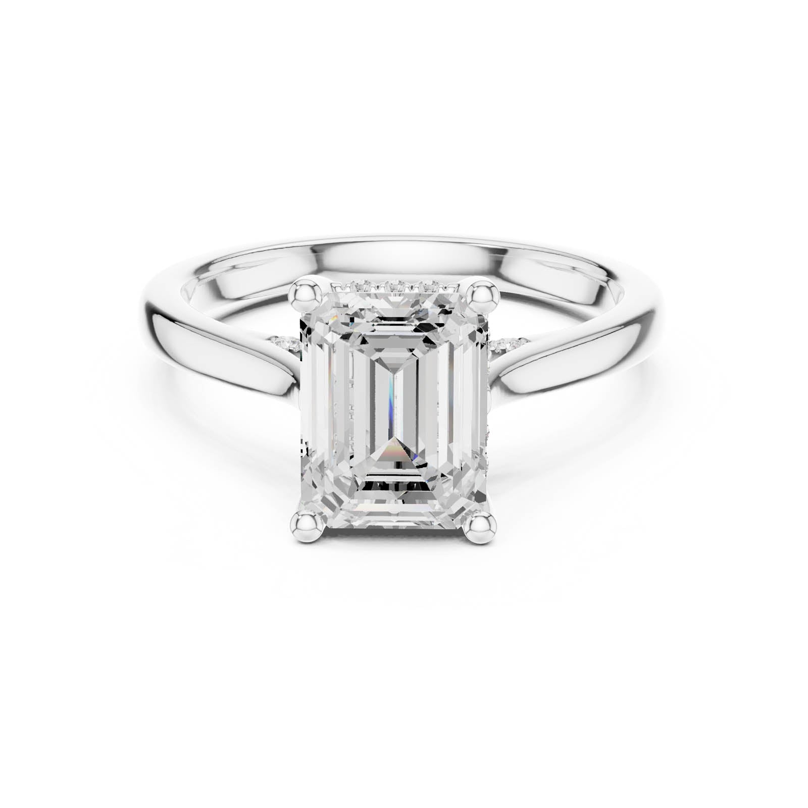 2.23 Ct. Emerald Cut Diamond Ring with Hidden Halo and Pavé Bridge (DDLR-984) 1