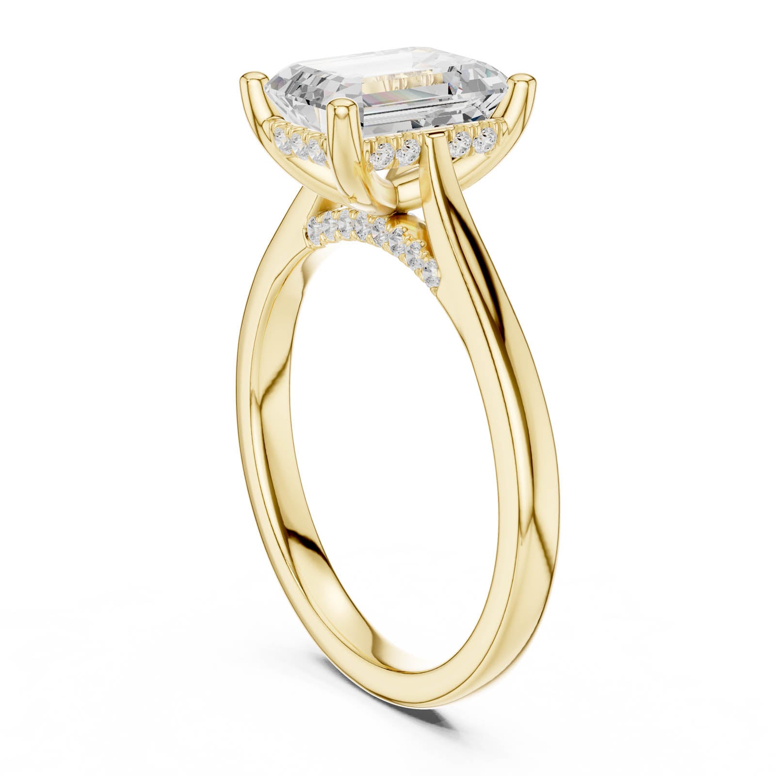 2.23 Ct. Emerald Cut Diamond Ring with Hidden Halo and Pavé Bridge (DDLR-984) 7
