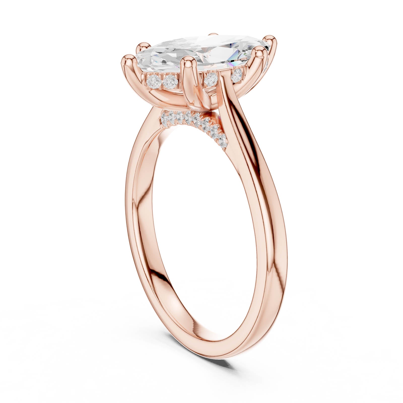 1.93 Ct. Marquise Diamond Ring with Hidden Halo and Pavé Bridge (DDLR-985) 12