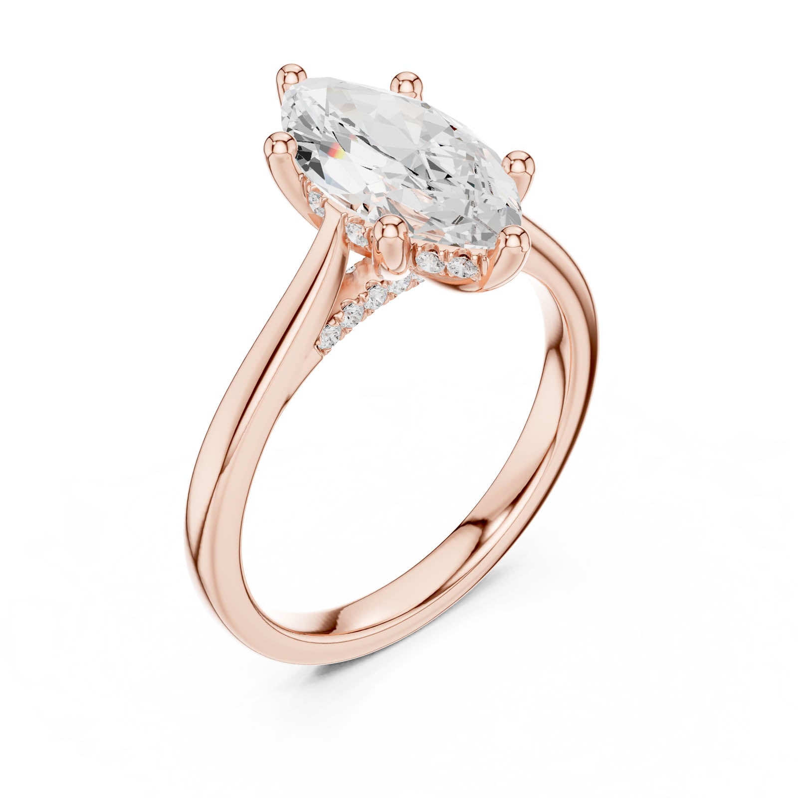 1.93 Ct. Marquise Diamond Ring with Hidden Halo and Pavé Bridge (DDLR-985) 6