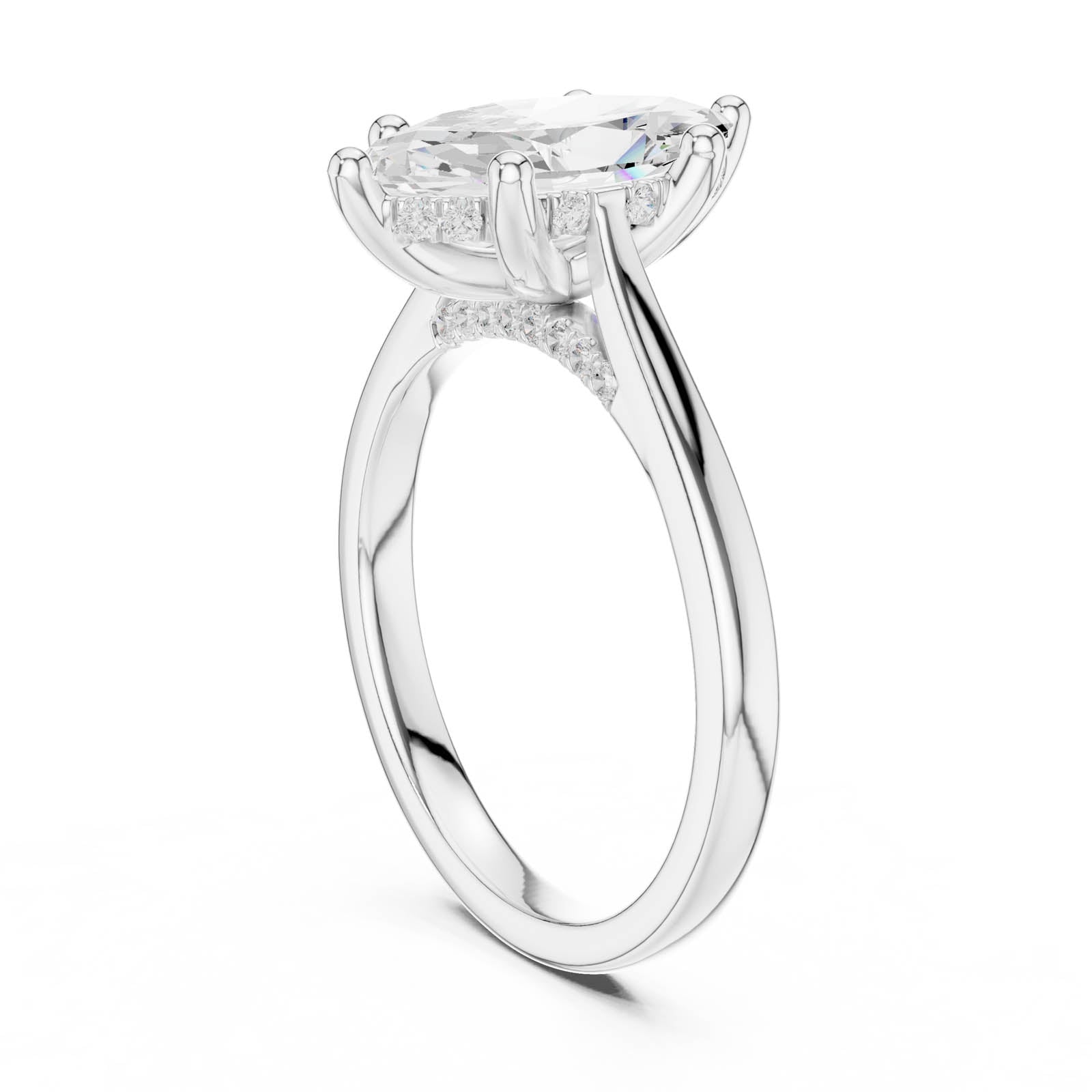 1.93 Ct. Marquise Diamond Ring with Hidden Halo and Pavé Bridge (DDLR-985) 7