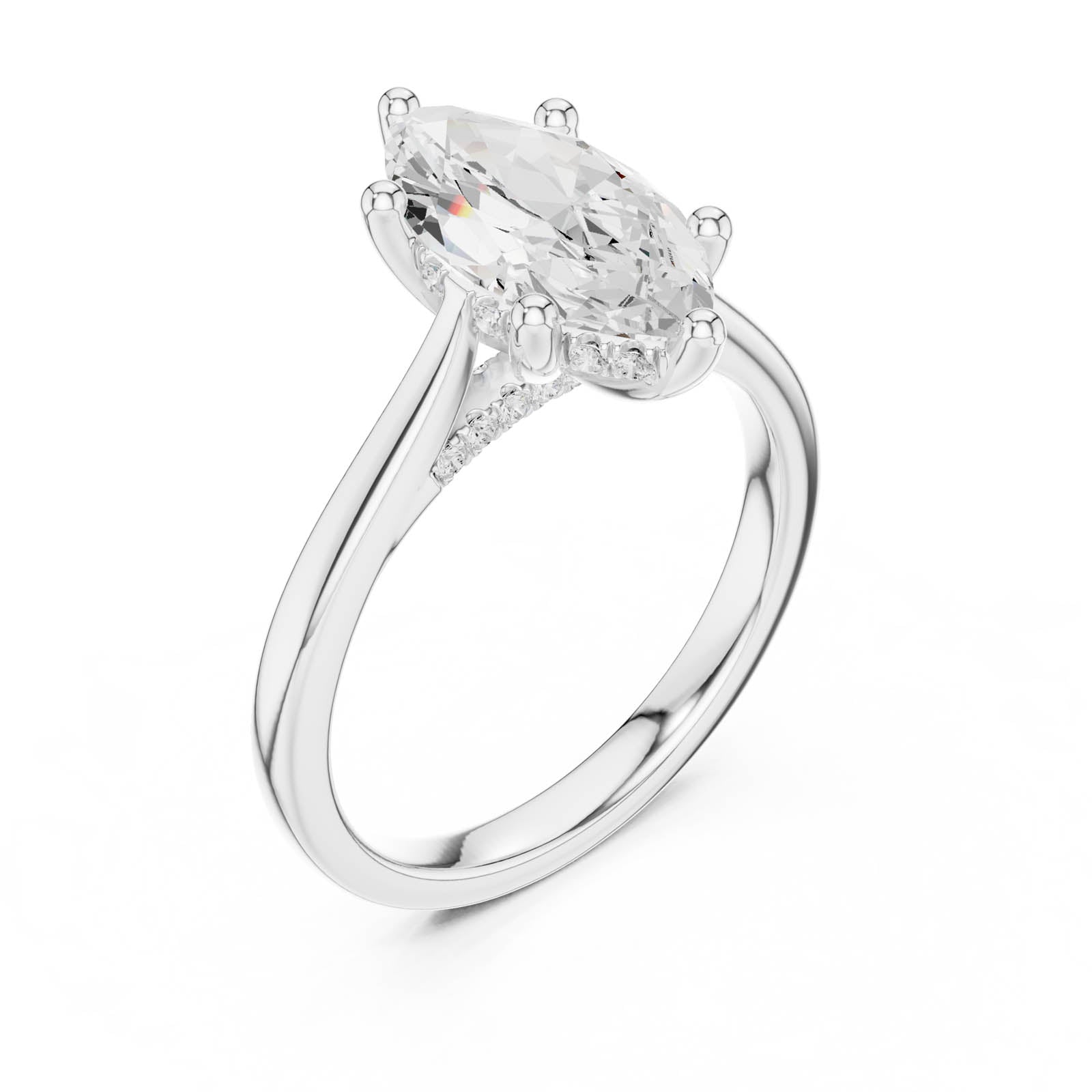 1.93 Ct. Marquise Diamond Ring with Hidden Halo and Pavé Bridge (DDLR-985) 9