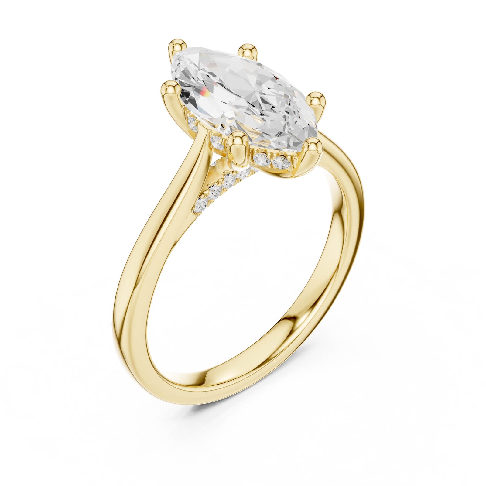 1.93 Ct. Marquise Diamond Ring with Hidden Halo and Pavé Bridge (DDLR-985) 2