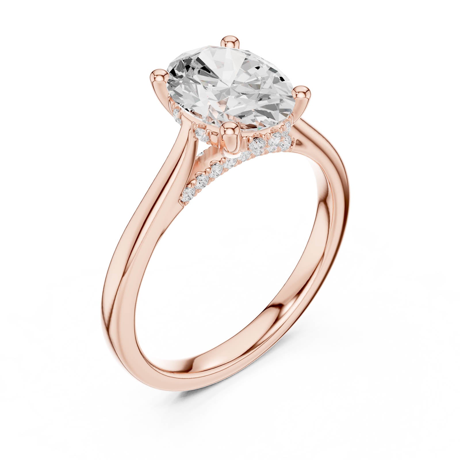 1.82 Ct. Oval Diamond Ring with Hidden Halo and Pavé Bridge (DDLR-986) 4