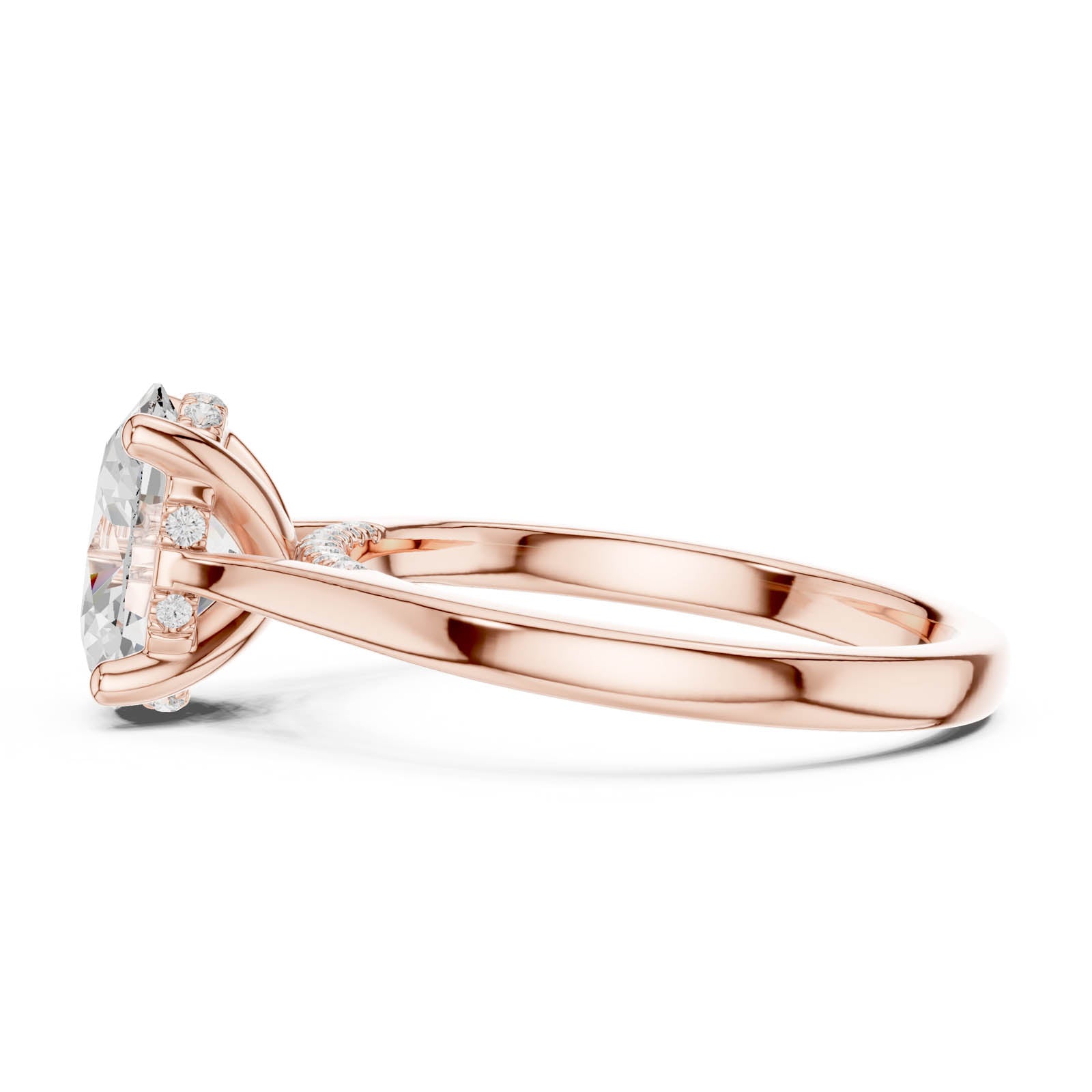 1.82 Ct. Oval Diamond Ring with Hidden Halo and Pavé Bridge (DDLR-986) 3