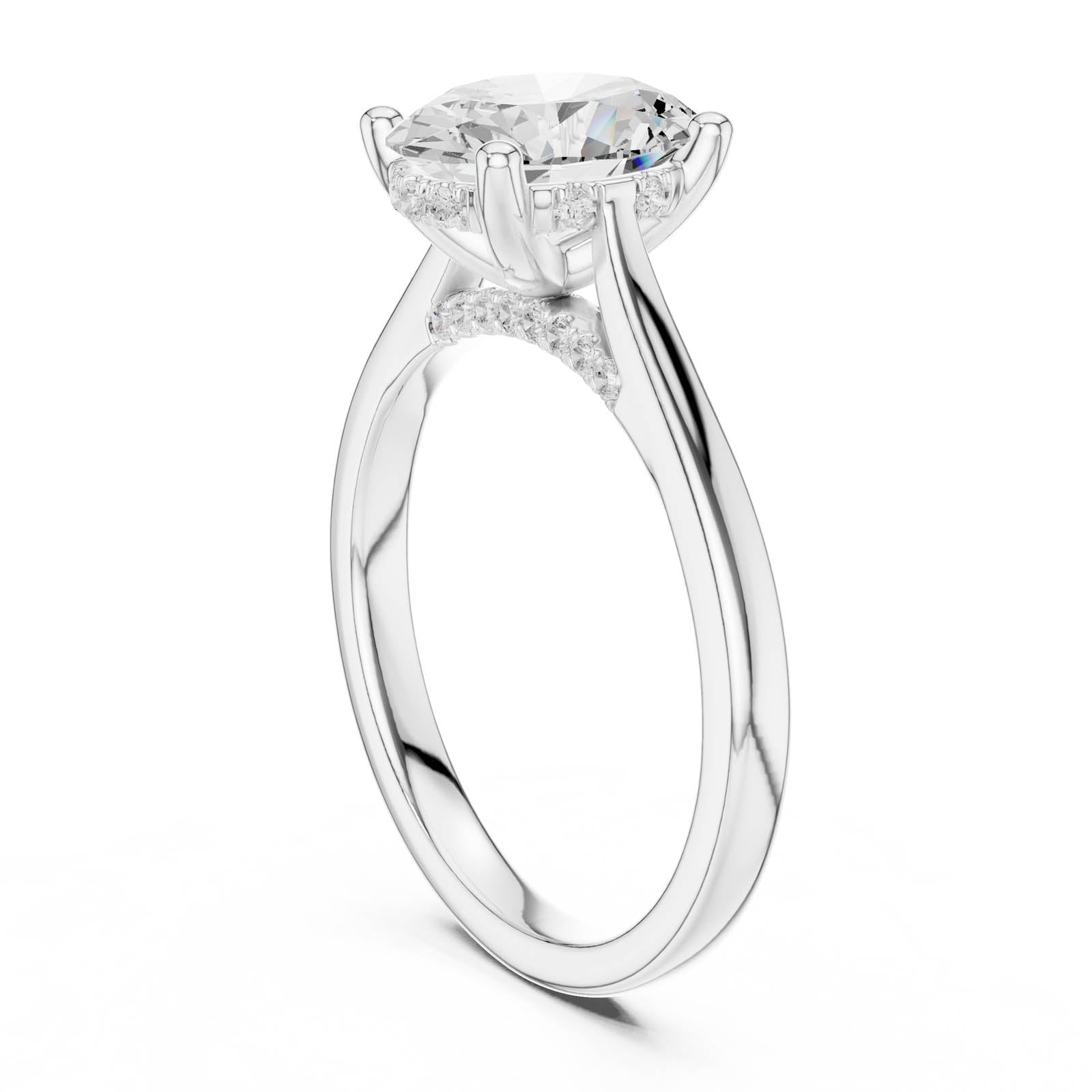 1.82 Ct. Oval Diamond Ring with Hidden Halo and Pavé Bridge (DDLR-986) 7