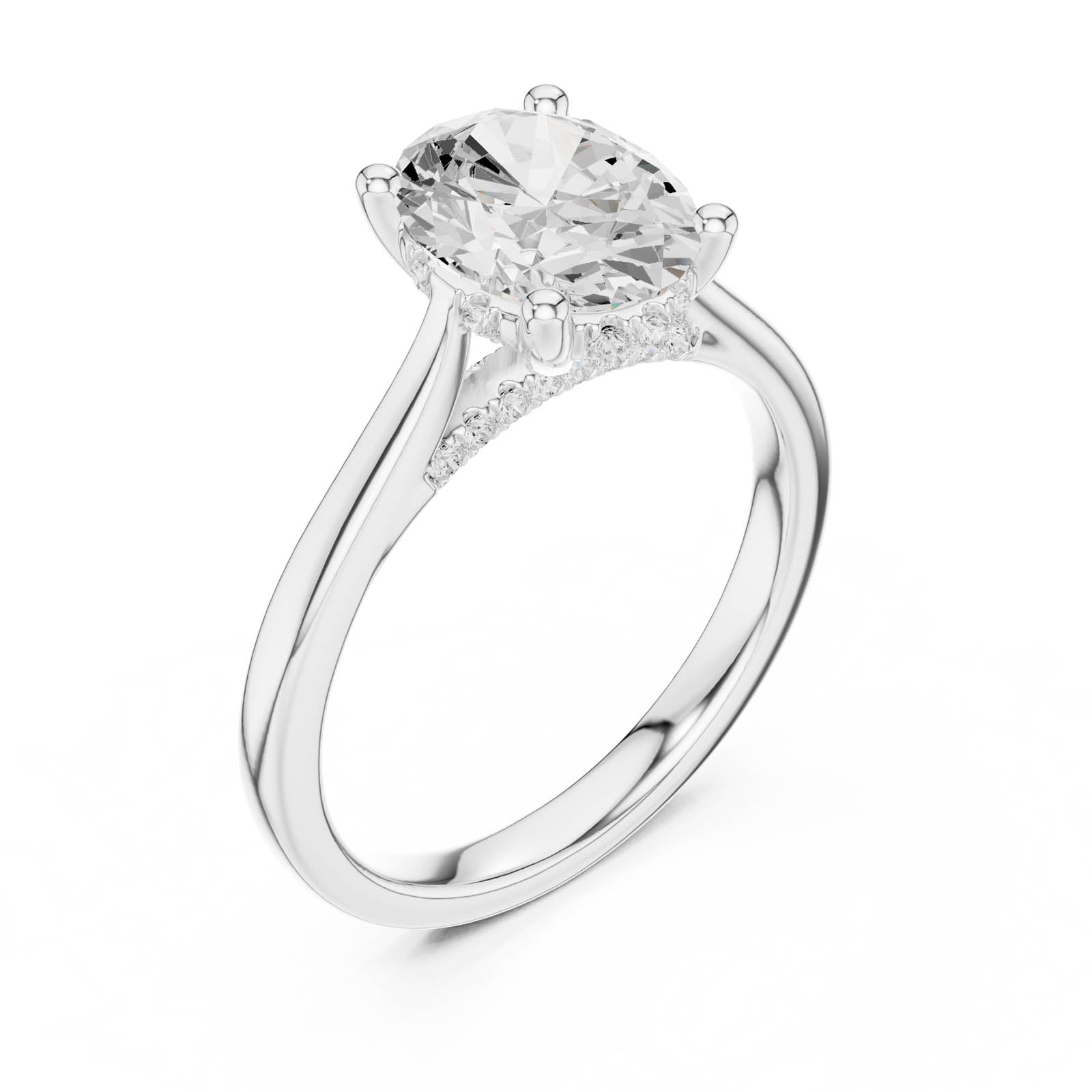 1.82 Ct. Oval Diamond Ring with Hidden Halo and Pavé Bridge (DDLR-986) 5