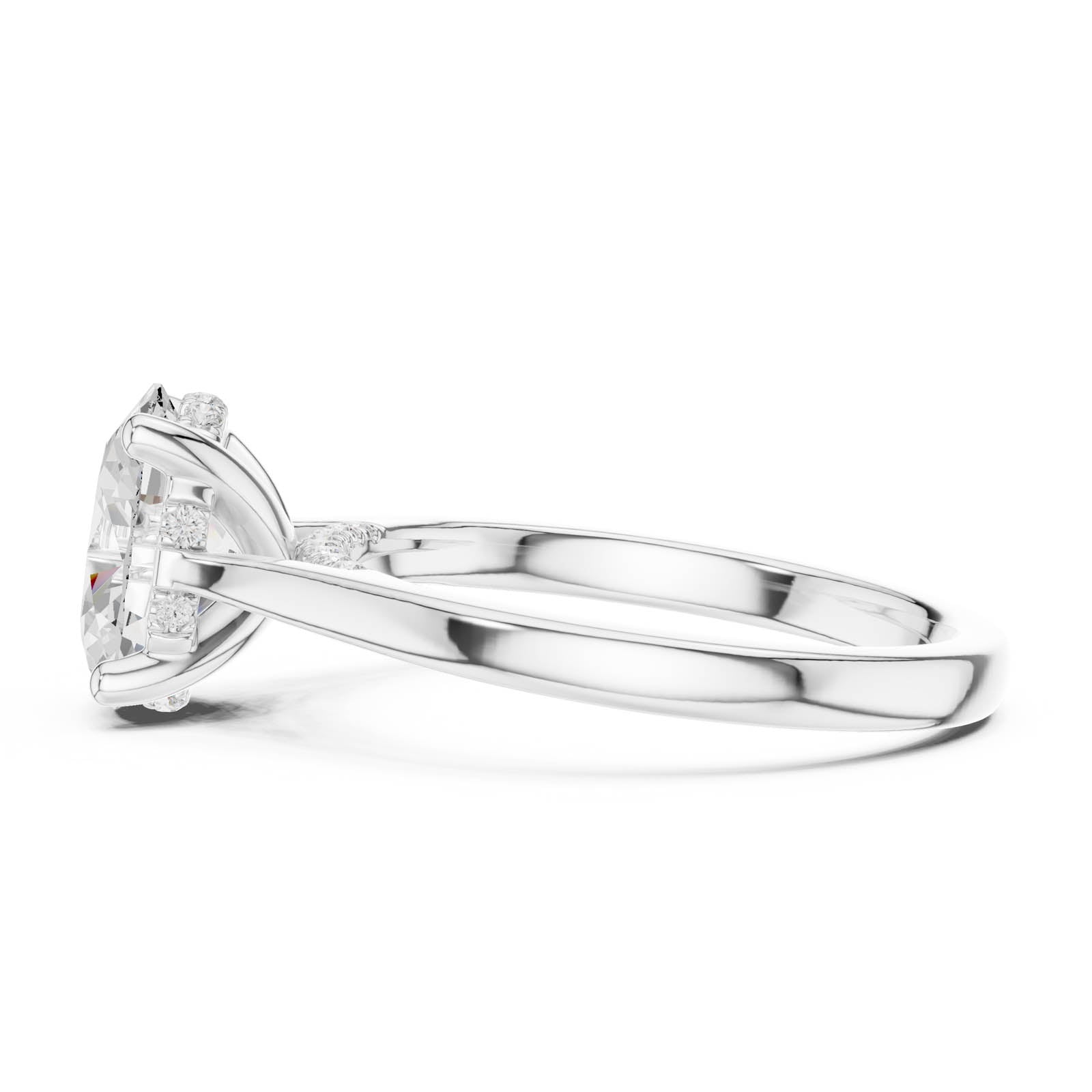 1.82 Ct. Oval Diamond Ring with Hidden Halo and Pavé Bridge (DDLR-986) 11