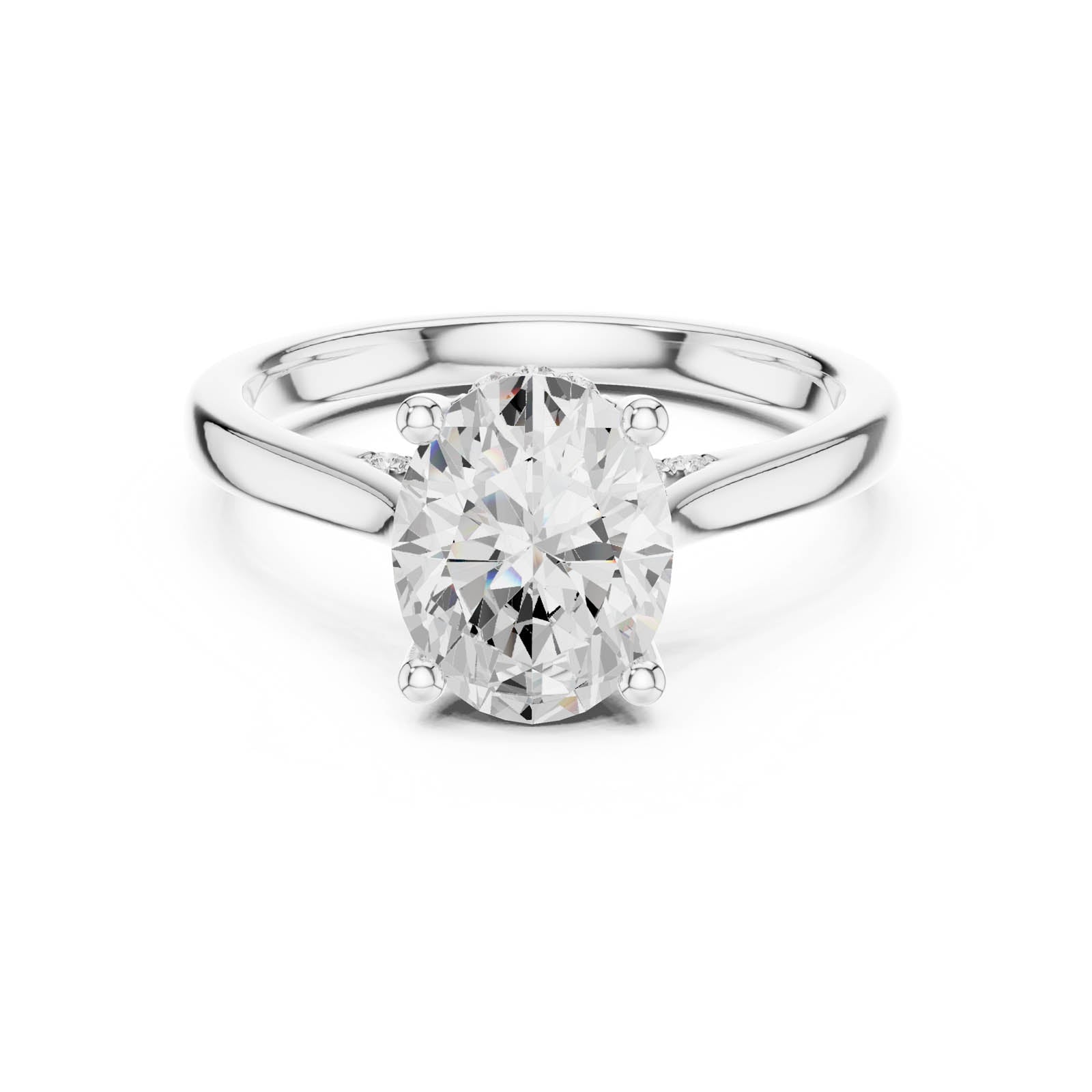 1.82 Ct. Oval Diamond Ring with Hidden Halo and Pavé Bridge (DDLR-986) 1