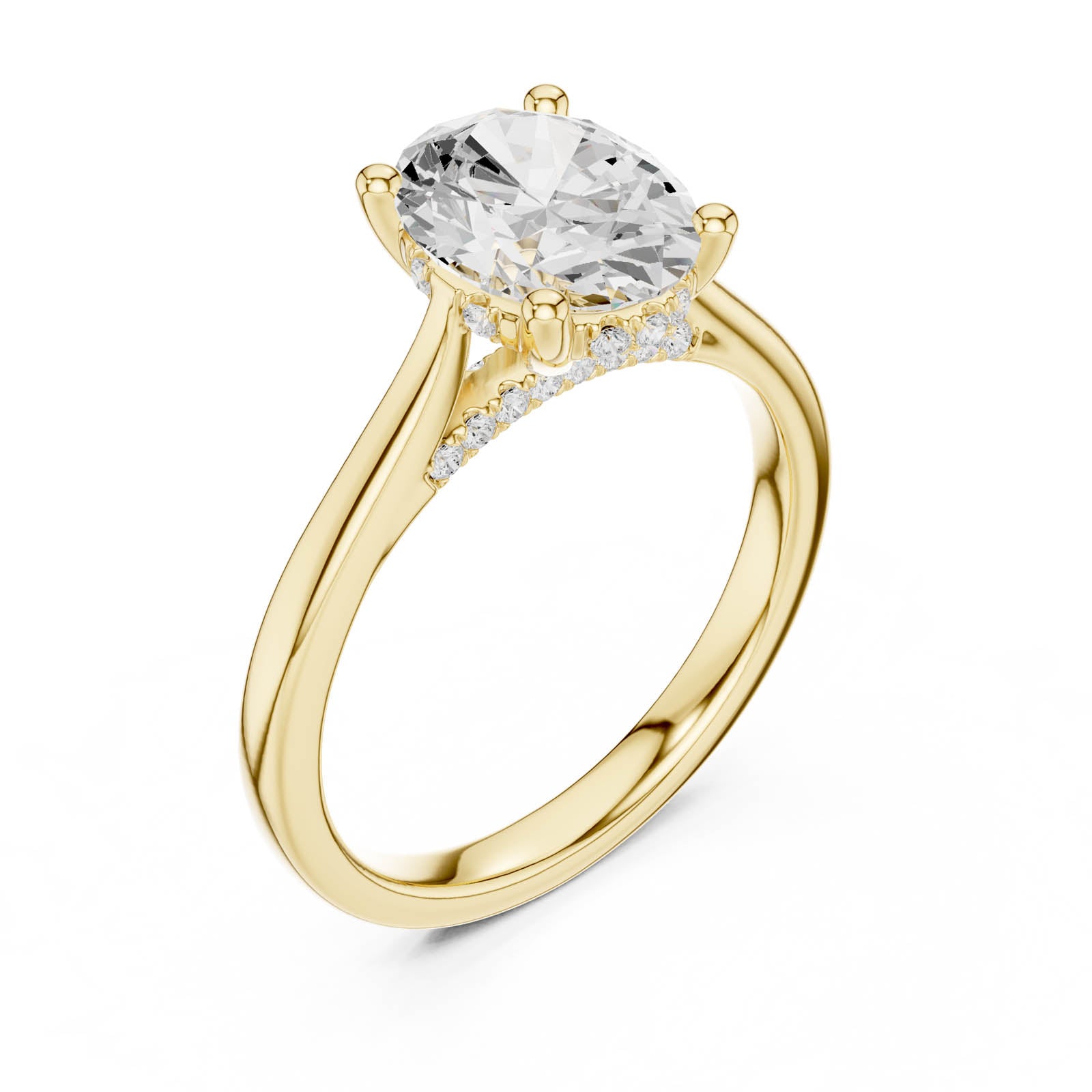 1.82 Ct. Oval Diamond Ring with Hidden Halo and Pavé Bridge (DDLR-986) 2