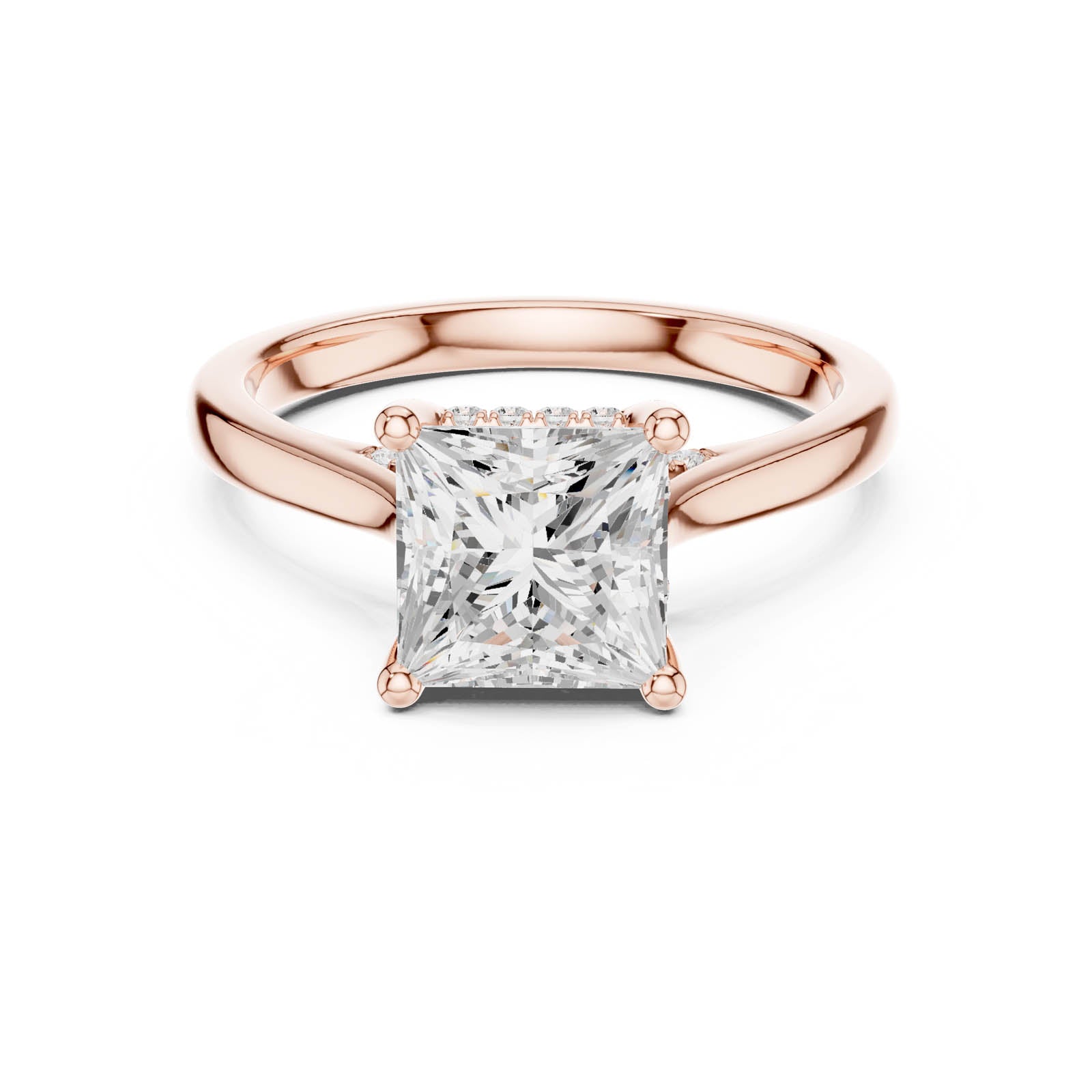 2.29 Ct. Princess Cut Diamond Ring with Hidden Halo and Pavé Bridge (DDLR-988) 9