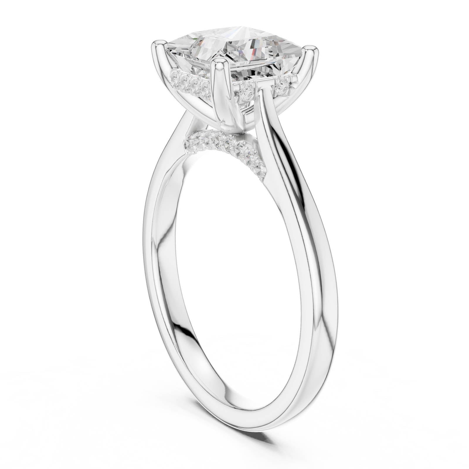 2.29 Ct. Princess Cut Diamond Ring with Hidden Halo and Pavé Bridge (DDLR-988) 10