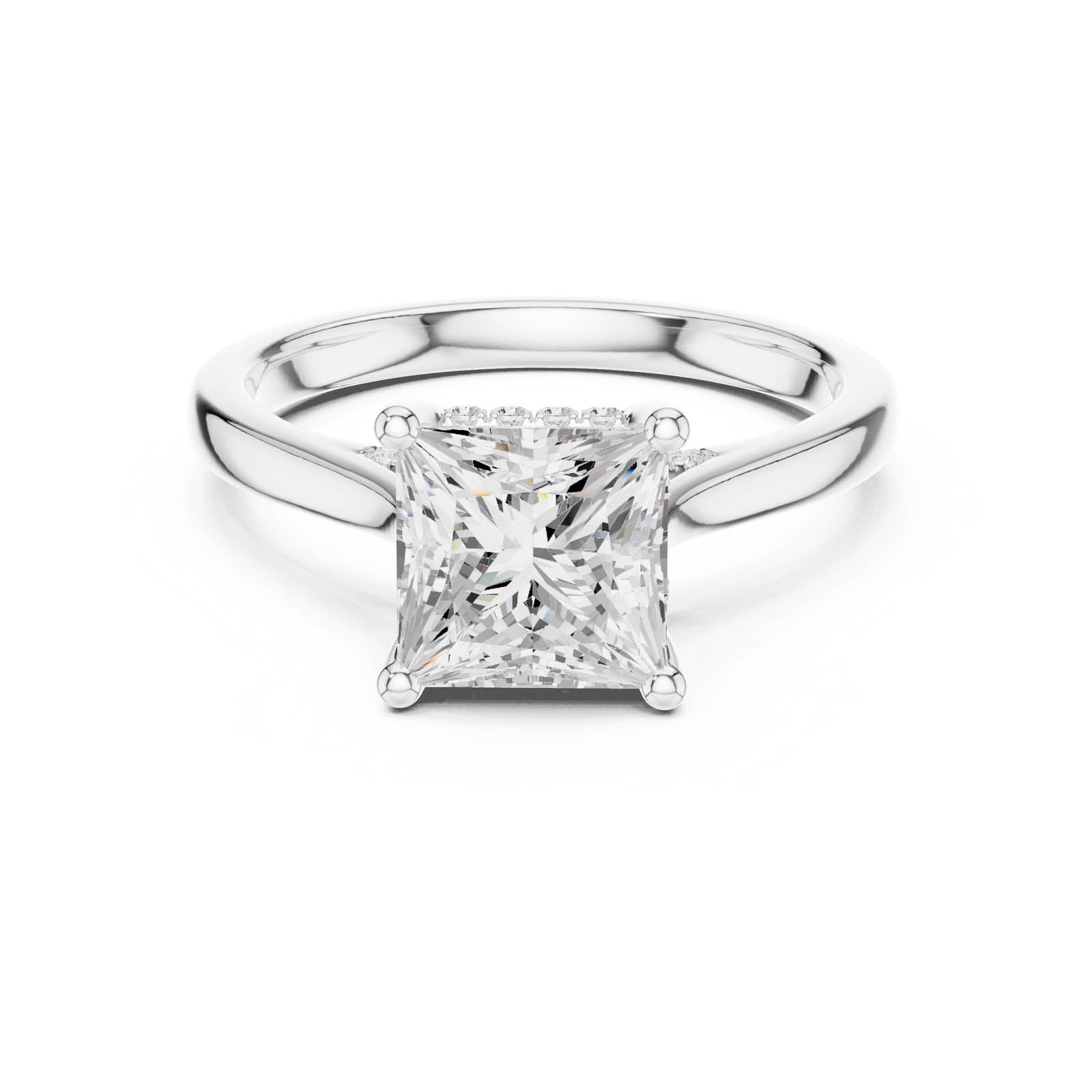 2.29 Ct. Princess Cut Diamond Ring with Hidden Halo and Pavé Bridge (DDLR-988) 1