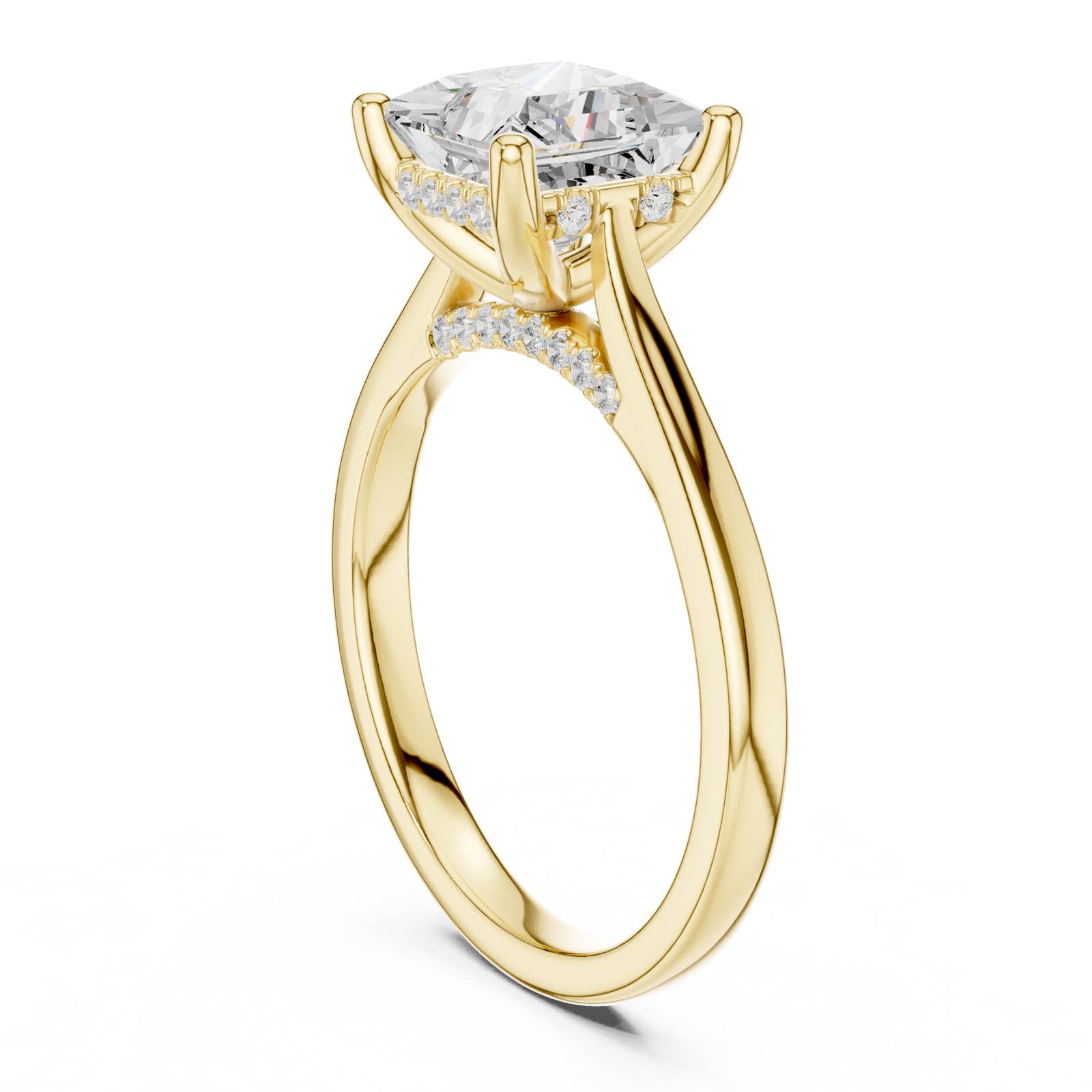 2.29 Ct. Princess Cut Diamond Ring with Hidden Halo and Pavé Bridge (DDLR-988) 5