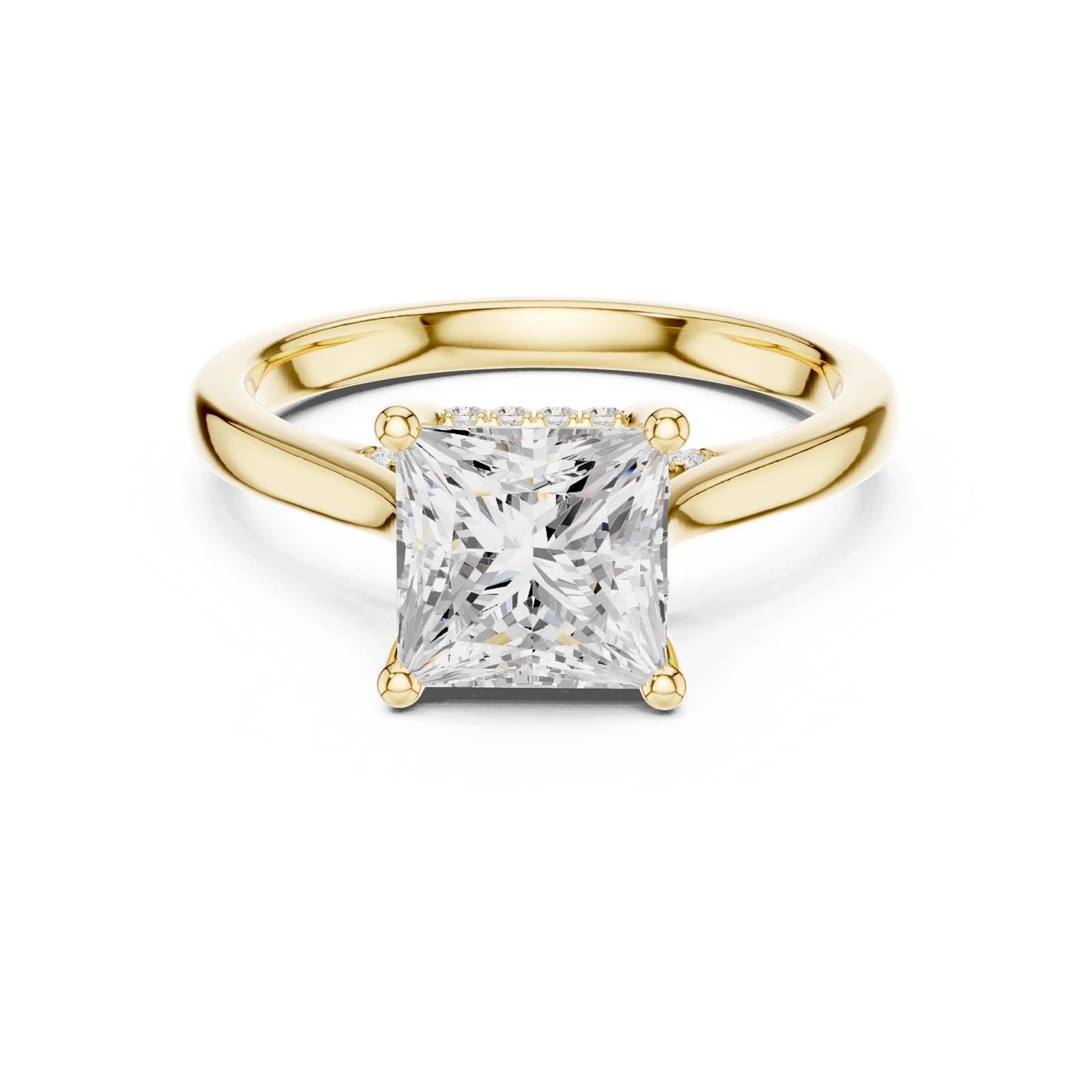 2.29 Ct. Princess Cut Diamond Ring with Hidden Halo and Pavé Bridge (DDLR-988) 8