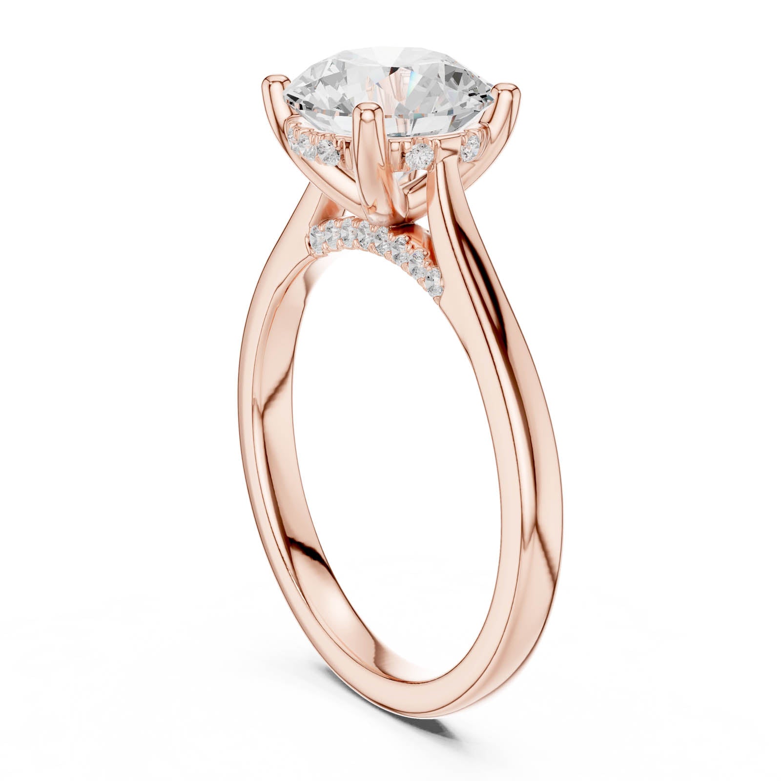 2.13 Ct. Round Diamond Ring with Hidden Halo and Pavé Bridge (DDLR-991) 12