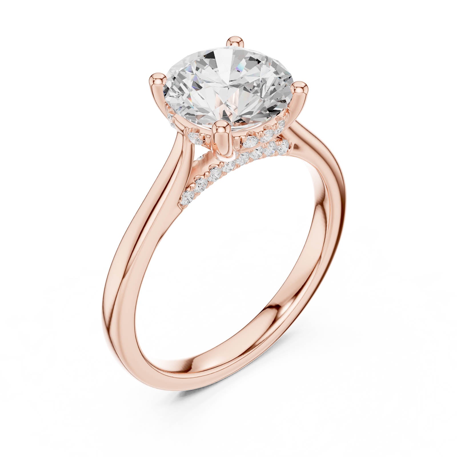 2.13 Ct. Round Diamond Ring with Hidden Halo and Pavé Bridge (DDLR-991) 6