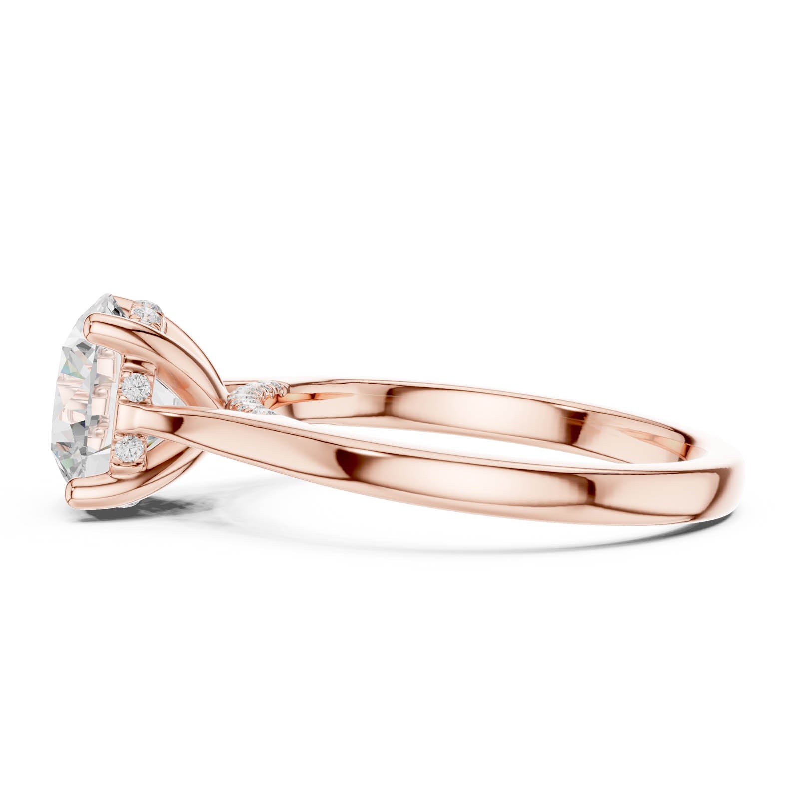 2.13 Ct. Round Diamond Ring with Hidden Halo and Pavé Bridge (DDLR-991) 3