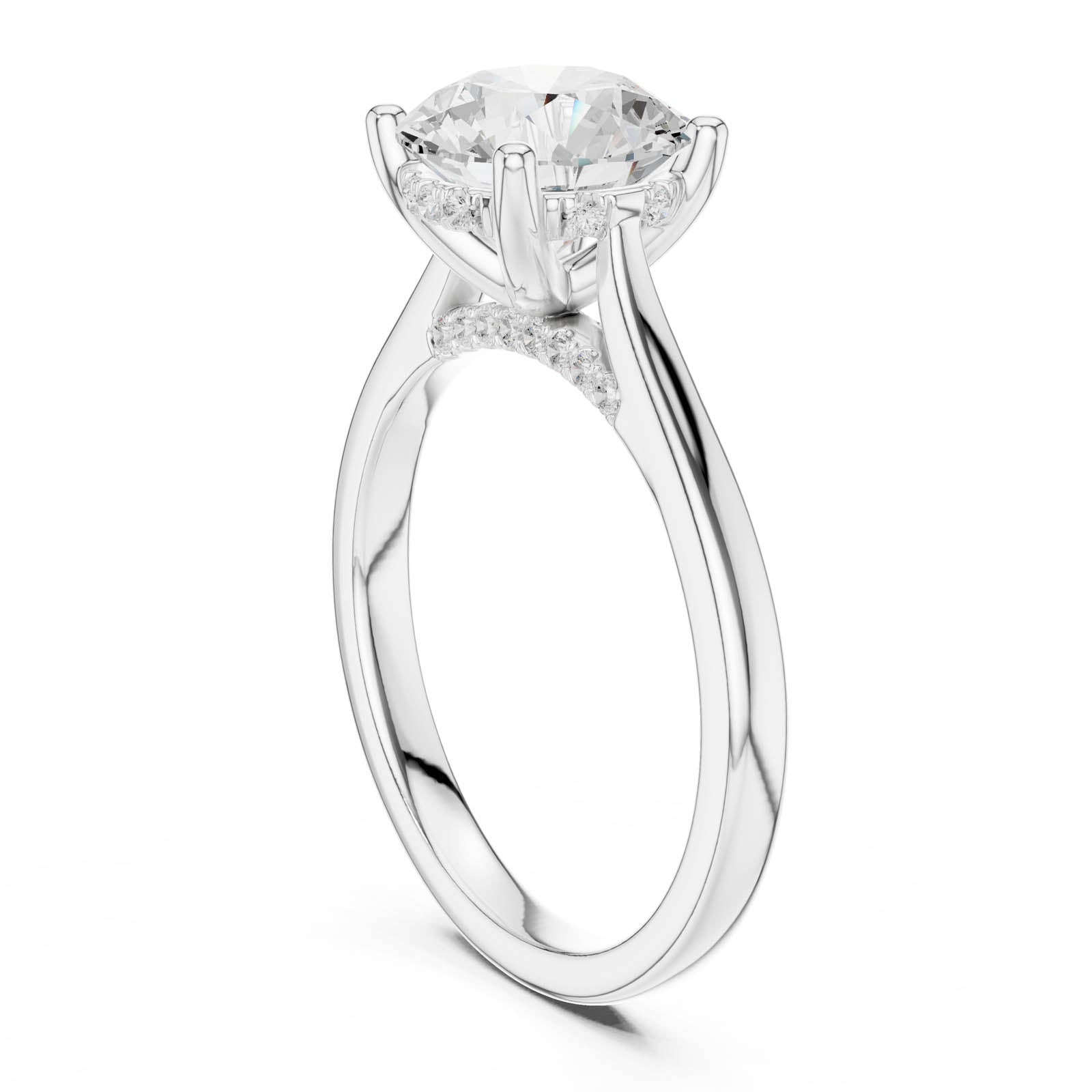 2.13 Ct. Round Diamond Ring with Hidden Halo and Pavé Bridge (DDLR-991) 10