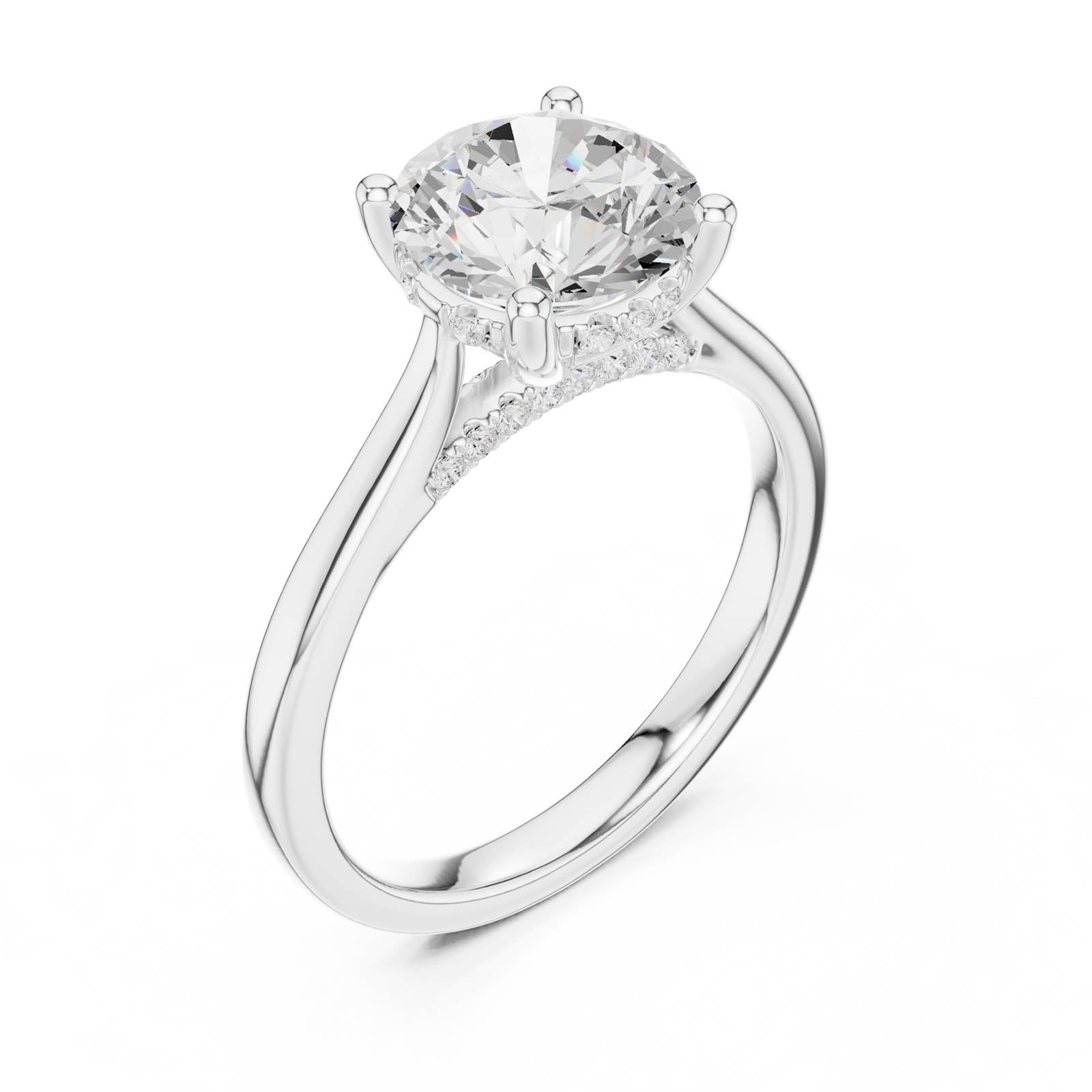 2.13 Ct. Round Diamond Ring with Hidden Halo and Pavé Bridge (DDLR-991) 4