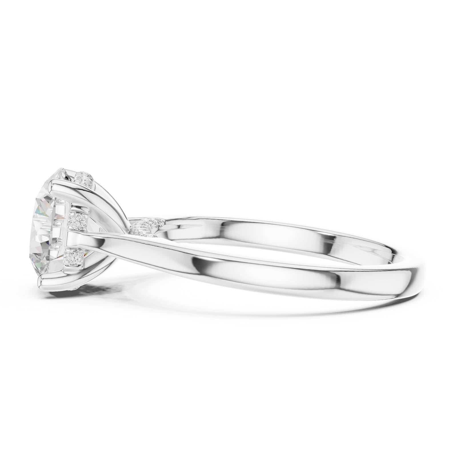 2.13 Ct. Round Diamond Ring with Hidden Halo and Pavé Bridge (DDLR-991) 7
