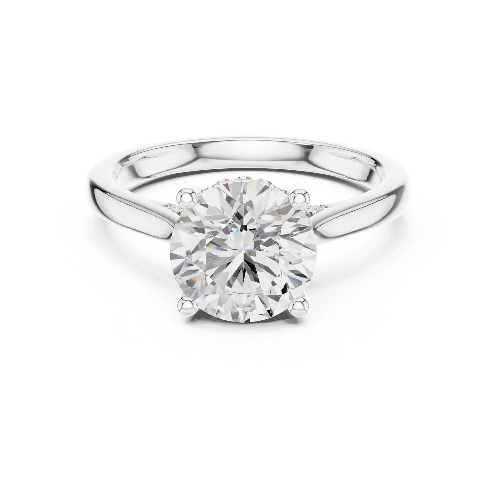 2.13 Ct. Round Diamond Ring with Hidden Halo and Pavé Bridge (DDLR-991) 1