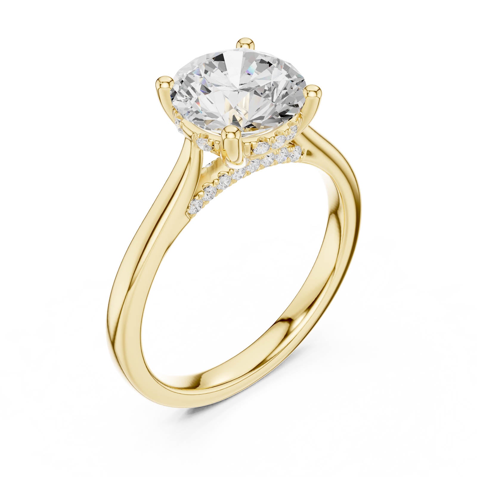 2.13 Ct. Round Diamond Ring with Hidden Halo and Pavé Bridge (DDLR-991) 2